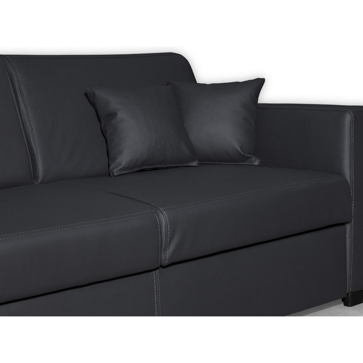 Canapé d'angle droit convertible 4 places avec coffre  de rangement revêtement PU CARIBEA 