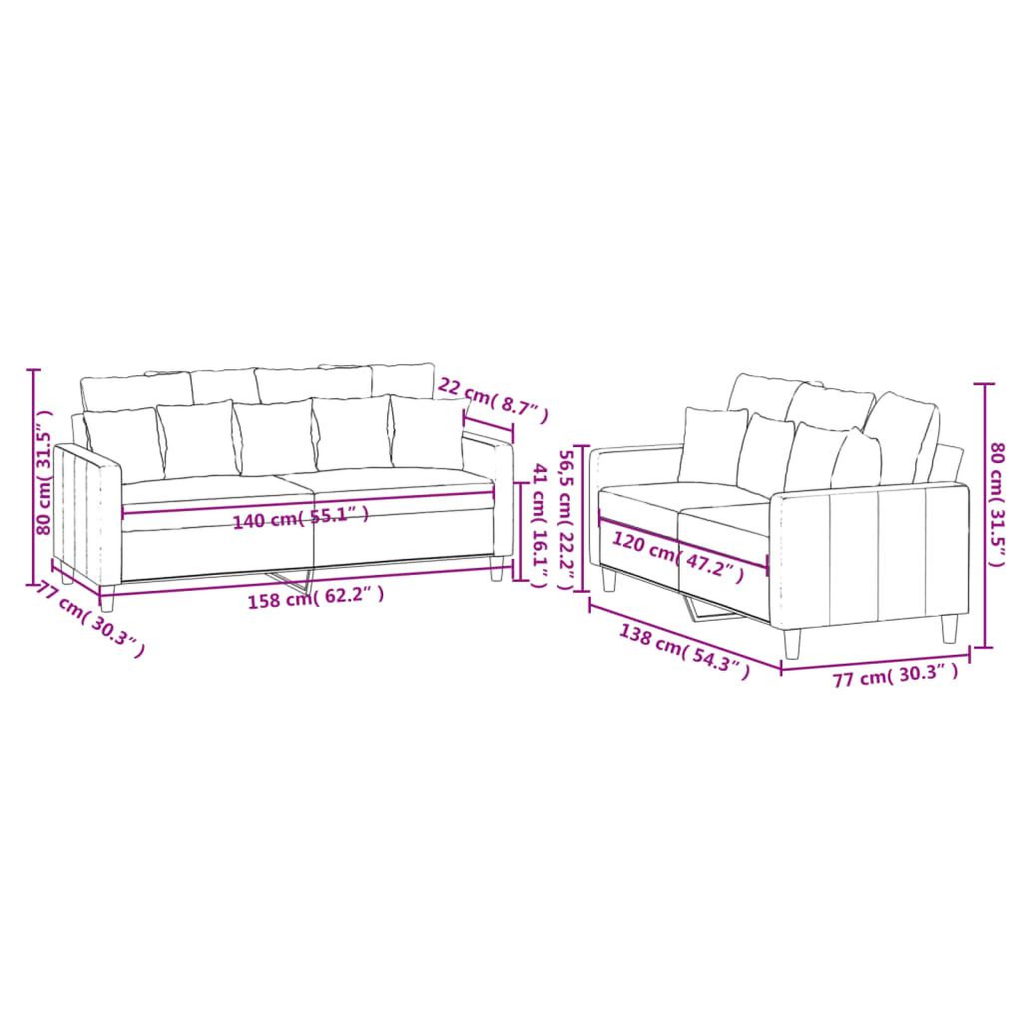 Voir la diapositive 6 : VIDAXL Ensemble de canapes 2 pcs avec coussins Gris fonce Velours