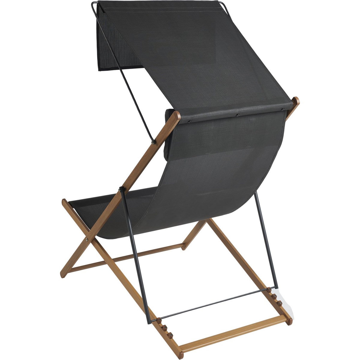 GARDENSTAR Chilienne avec pare soleil - Acier et polyester - Gris Anthracite