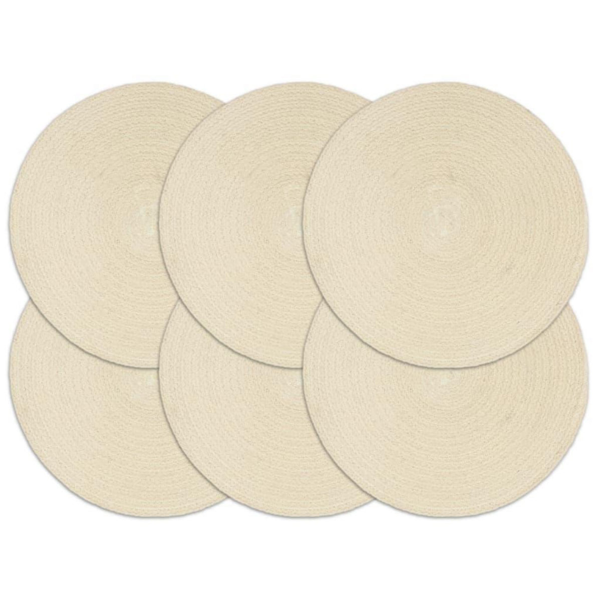 VIDAXL Napperons 6 pcs Naturel Plain 38 cm Rond Coton