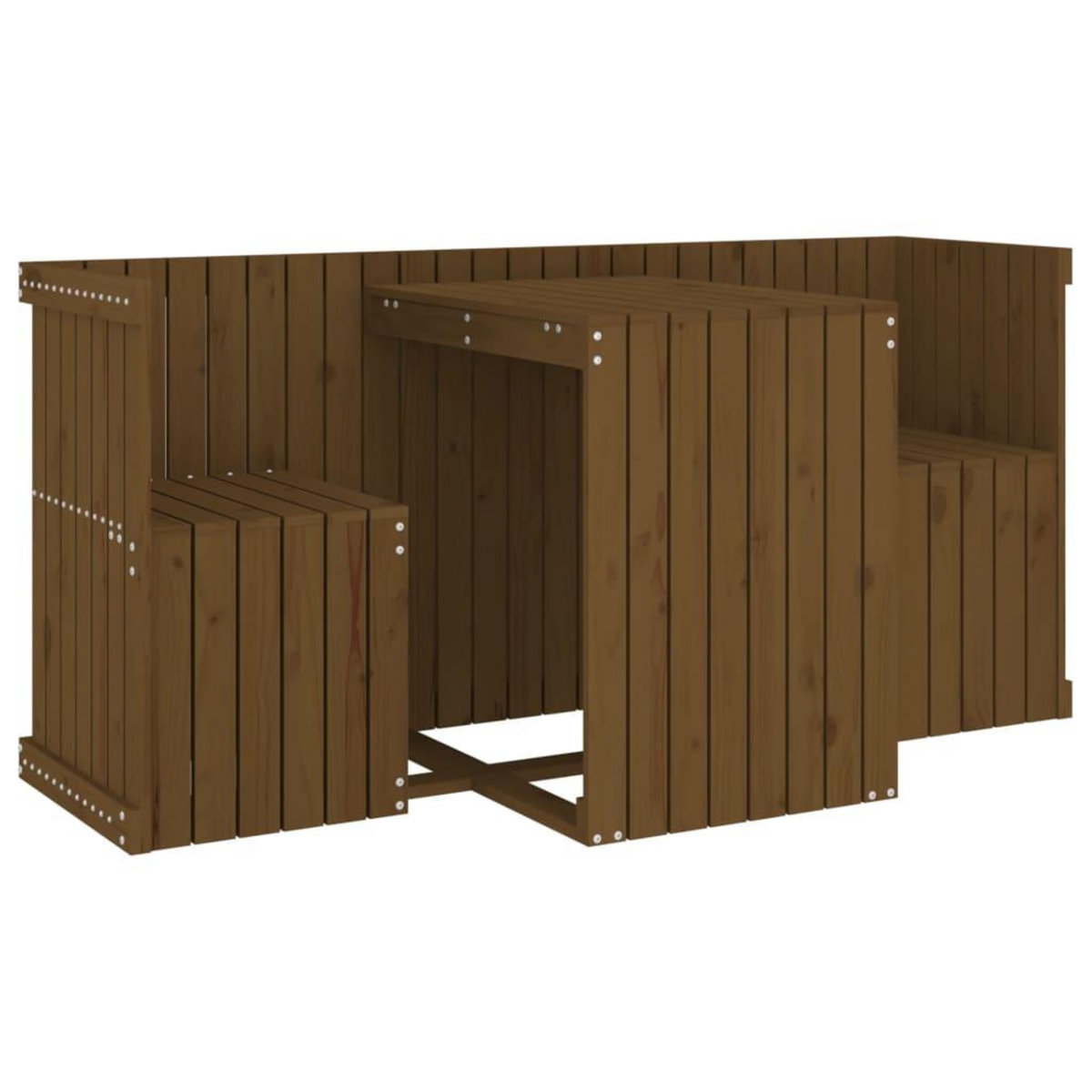 VIDAXL Set de balcon 2 places marron miel bois de pin massif