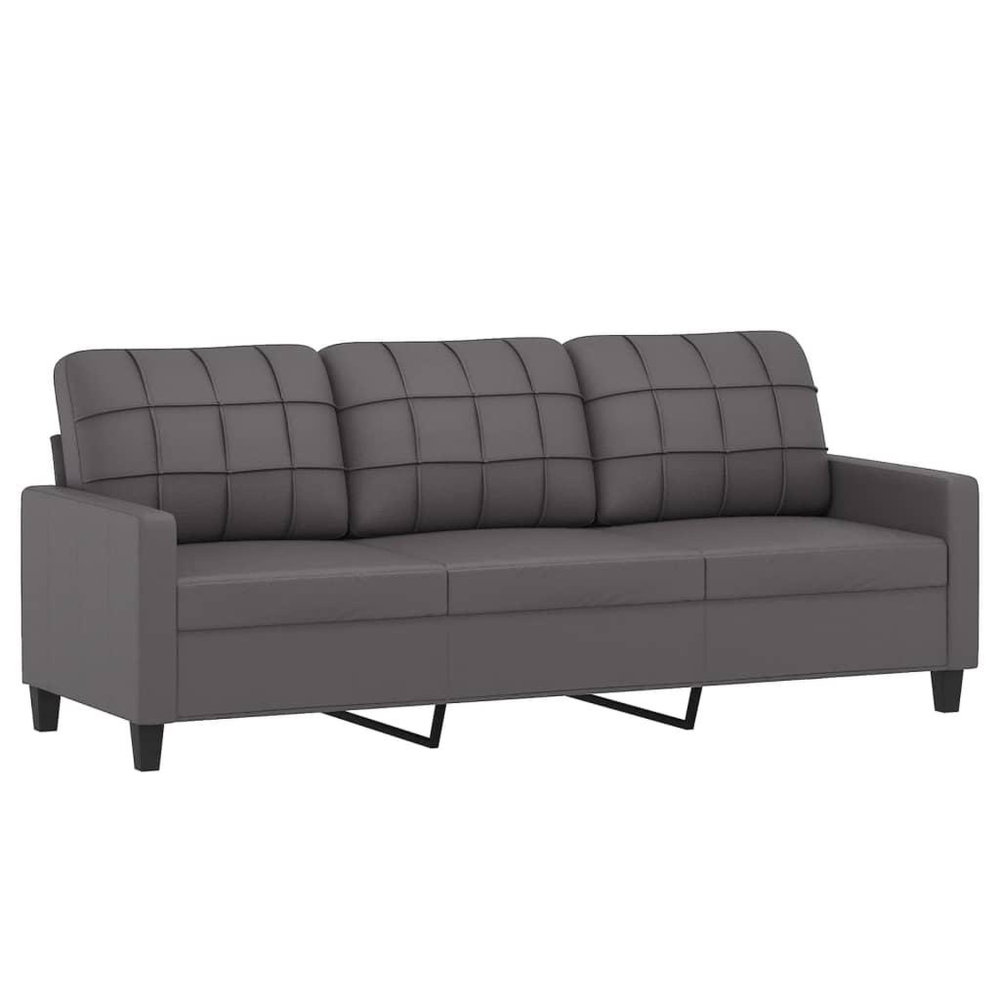 Voir la diapositive 4 : VIDAXL Canape 3 places avec oreillers decoratifs gris 180cm similicuir