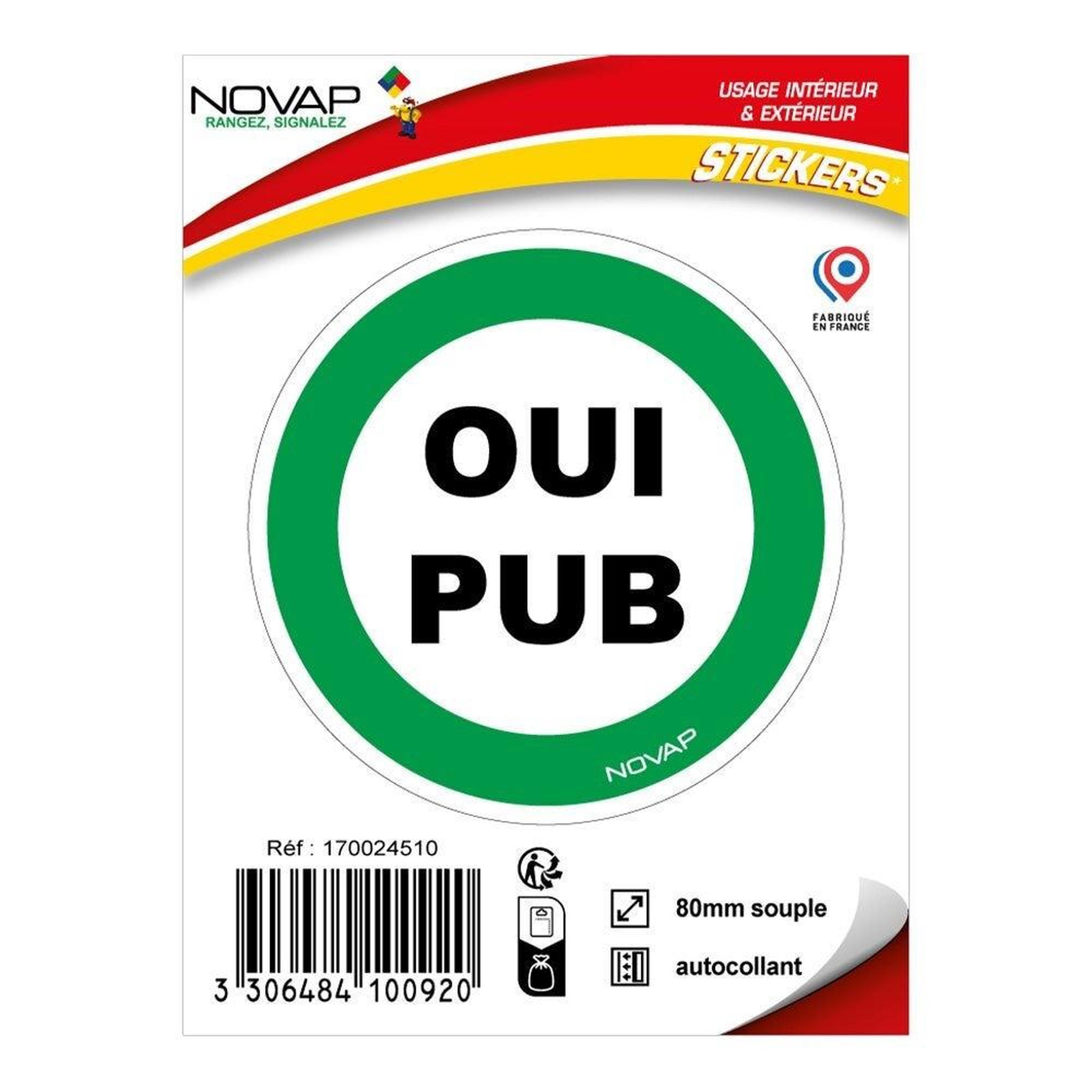 NOVAP Panneau adhésif   OUI PUB   diam. 80 mm