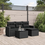 VIDAXL Salon de jardin 5 pcs avec coussins noir resine tressee