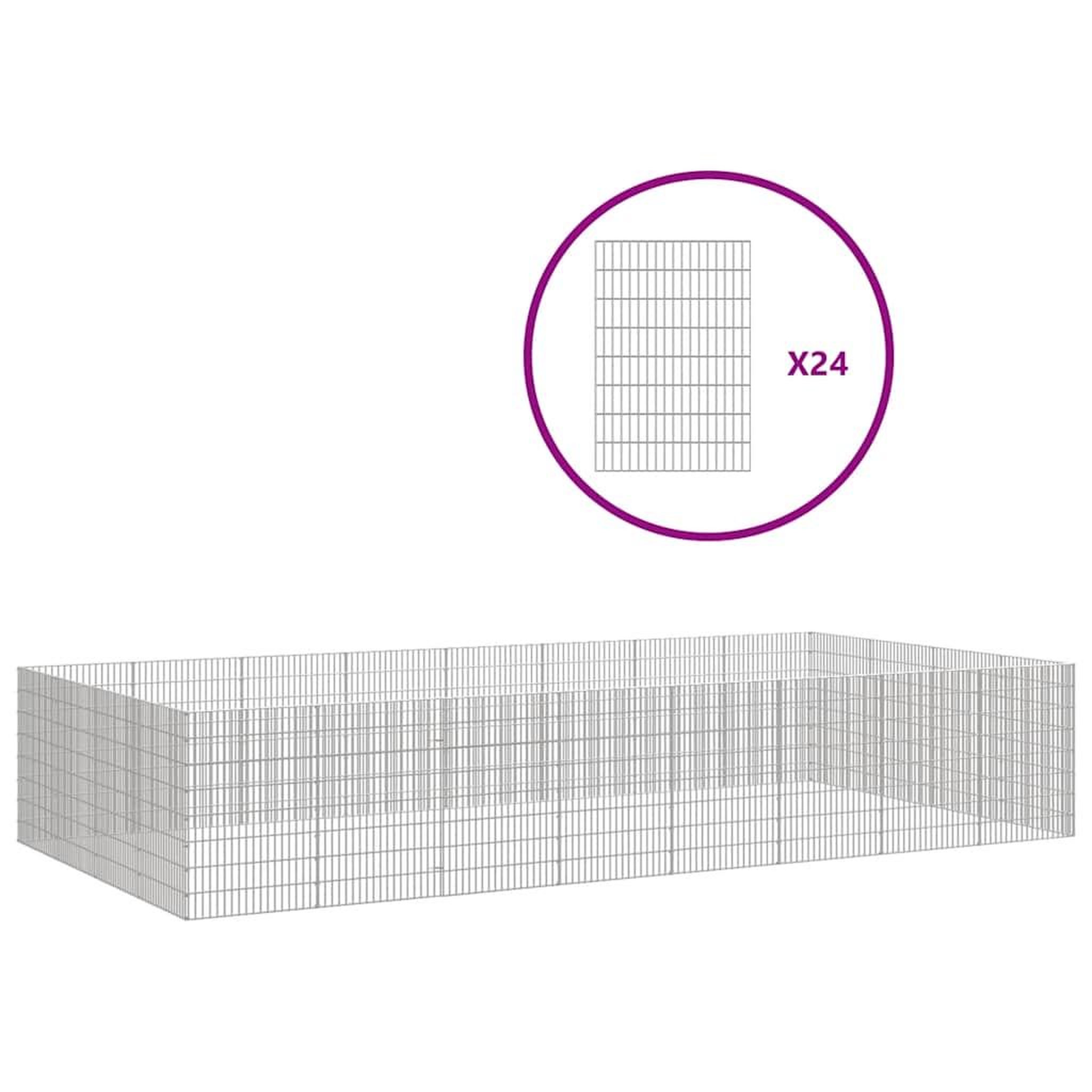 Voir la diapositive 2 : VIDAXL Enclos pour animaux en liberte 24panneaux 54x80cm fer galvanise