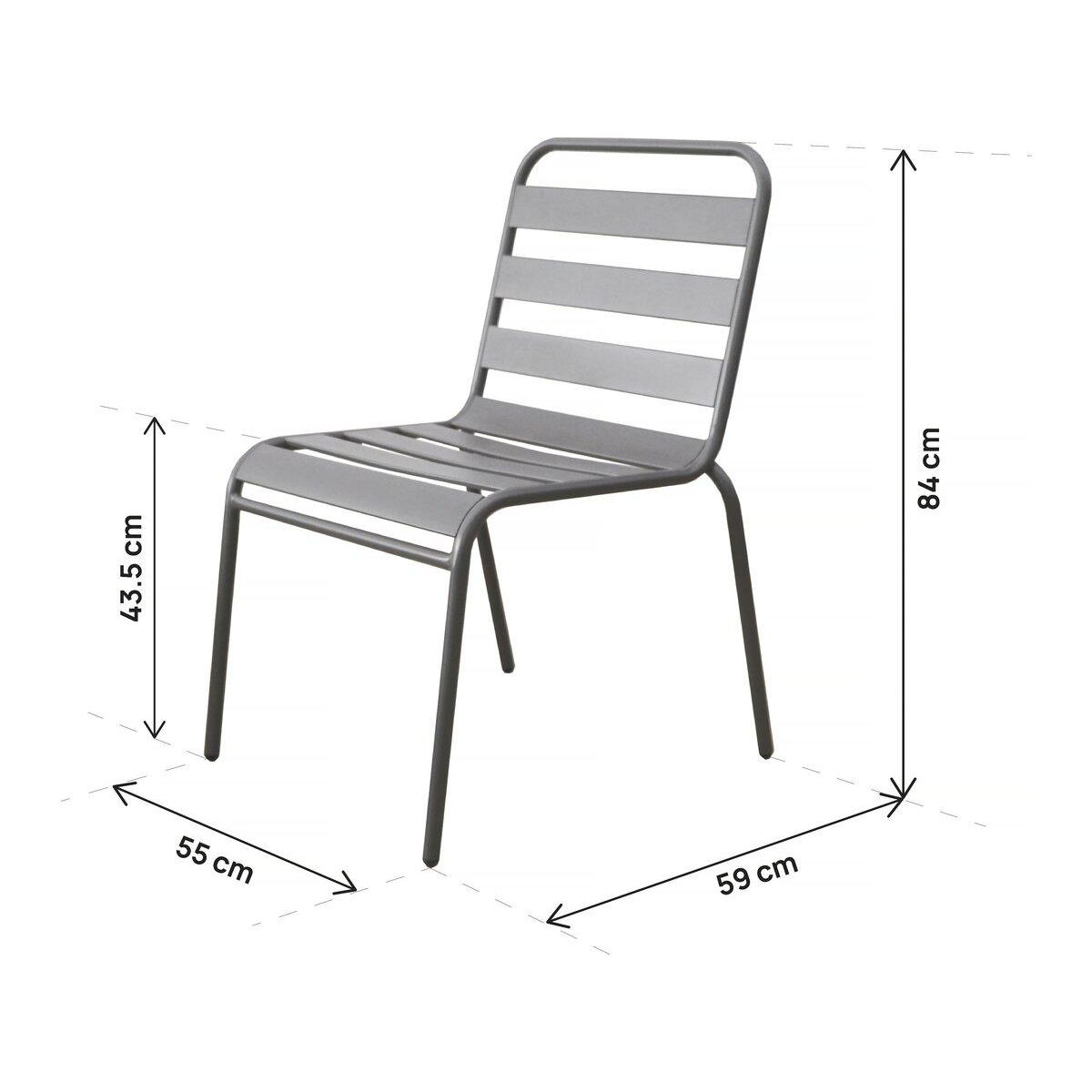 Habitat et Jardin Lot de 2 chaises de jardin en métal empilables  Bilbao  - Taupe