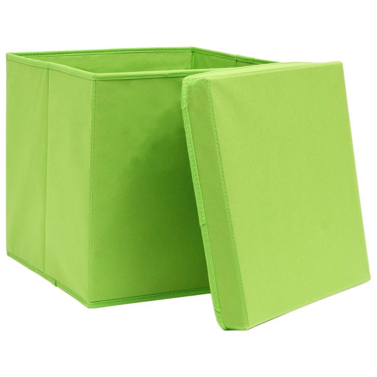 VIDAXL Boîtes de rangement avec couvercles 10pcs Vert 32x32x32cm Tissu