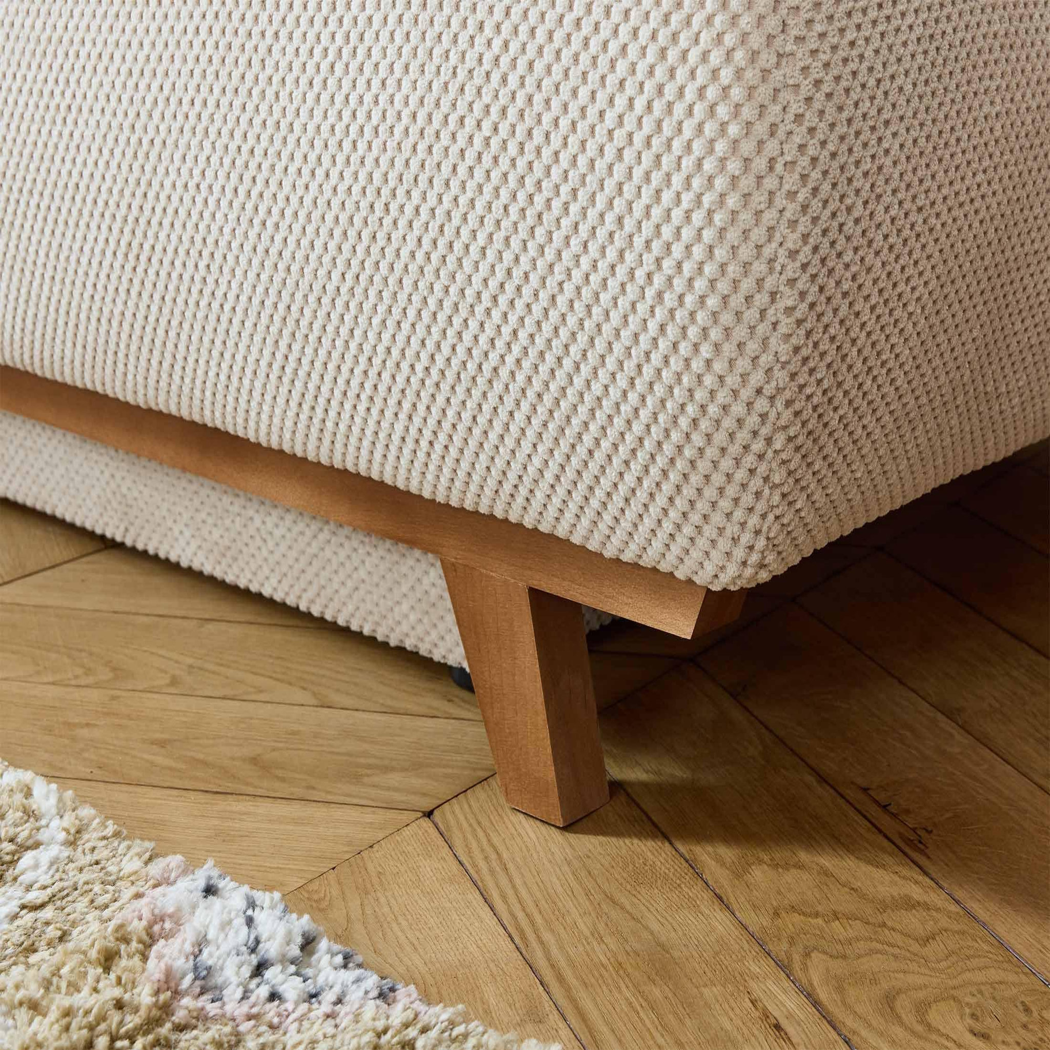 Voir la diapositive 4 : BEST MOBILIER Cristal - canapé 3 places - convertible avec coffre et grand pouf - en velours texturé