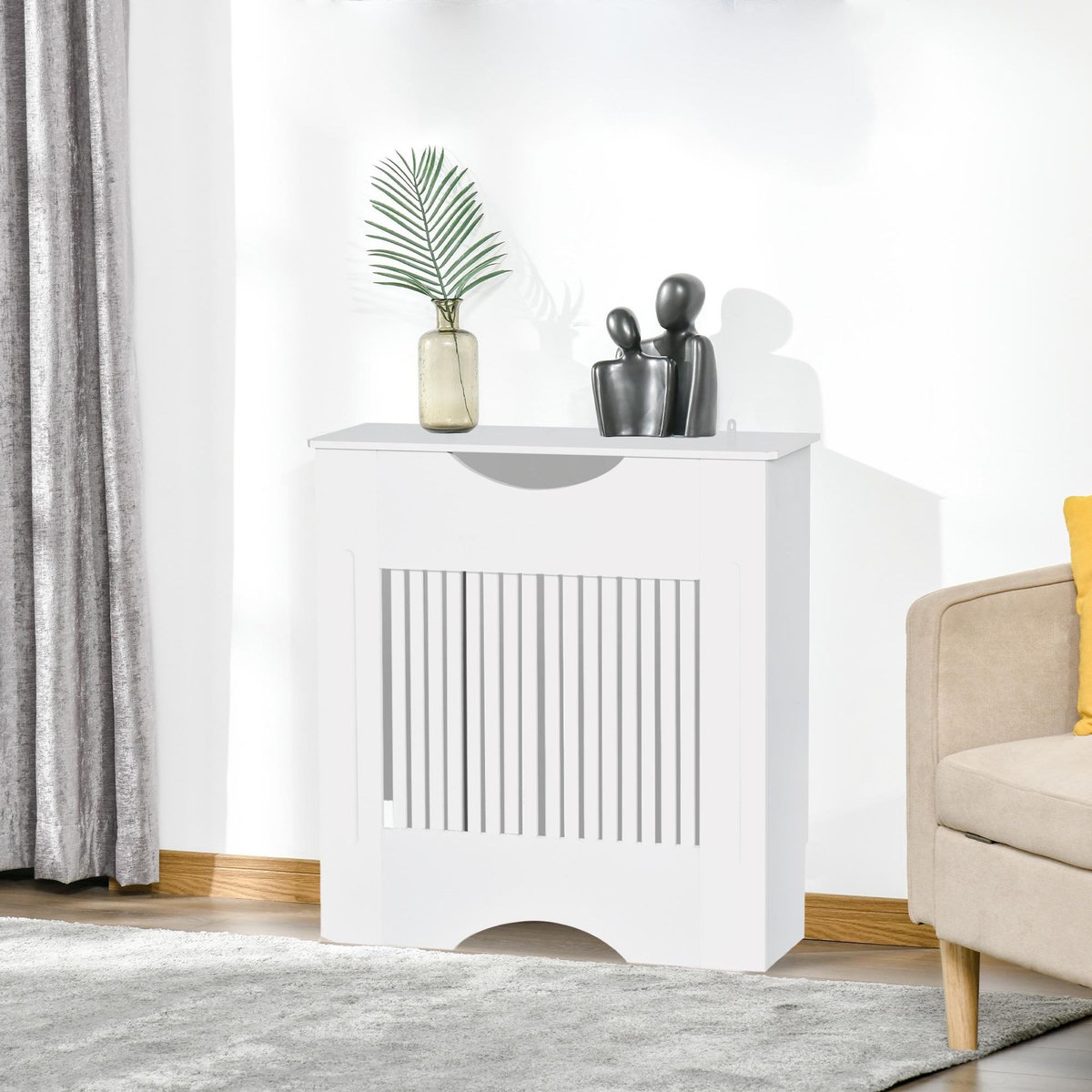 HOMCOM Cache-radiateur design panneau 78 x 19 x 82 cm MDF blanc
