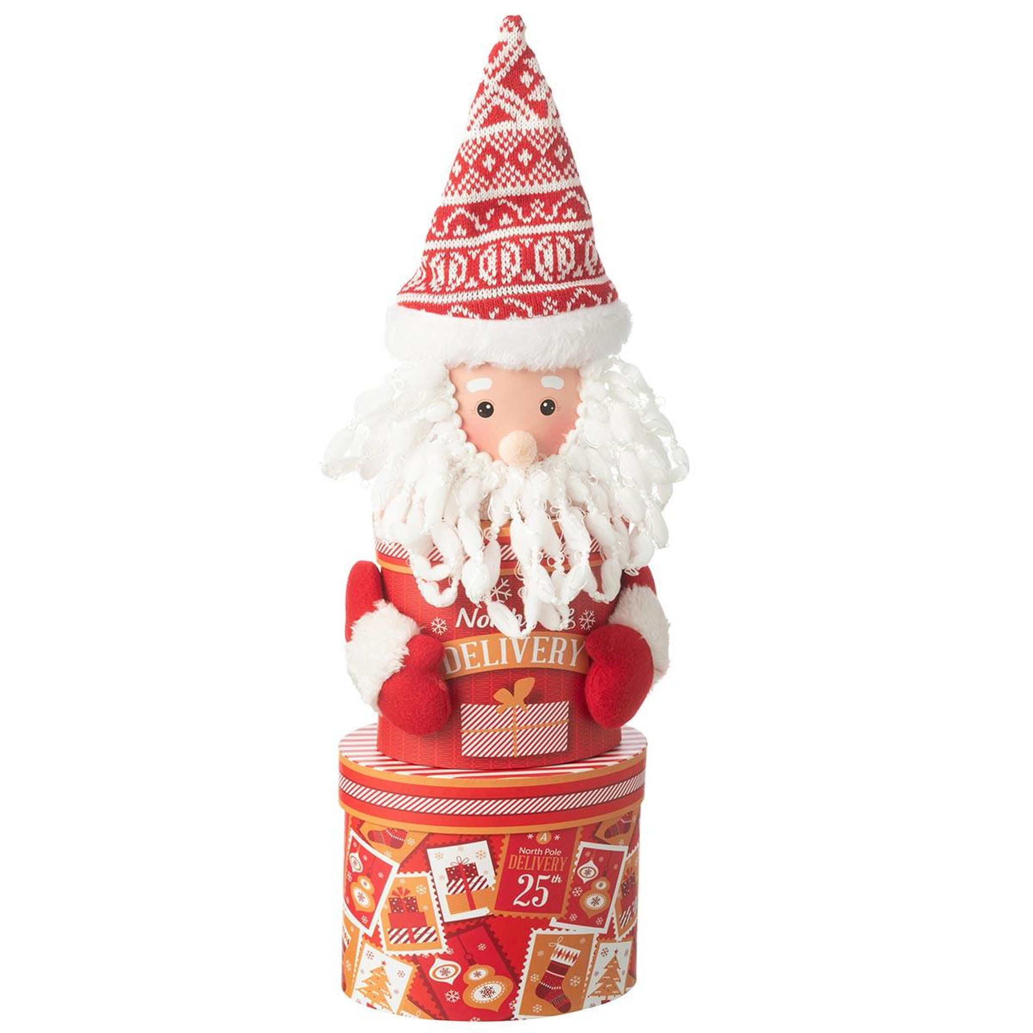 Voir la diapositive 3 : J-LINE Boîte cadeau père noël  delivery  47cm rouge
