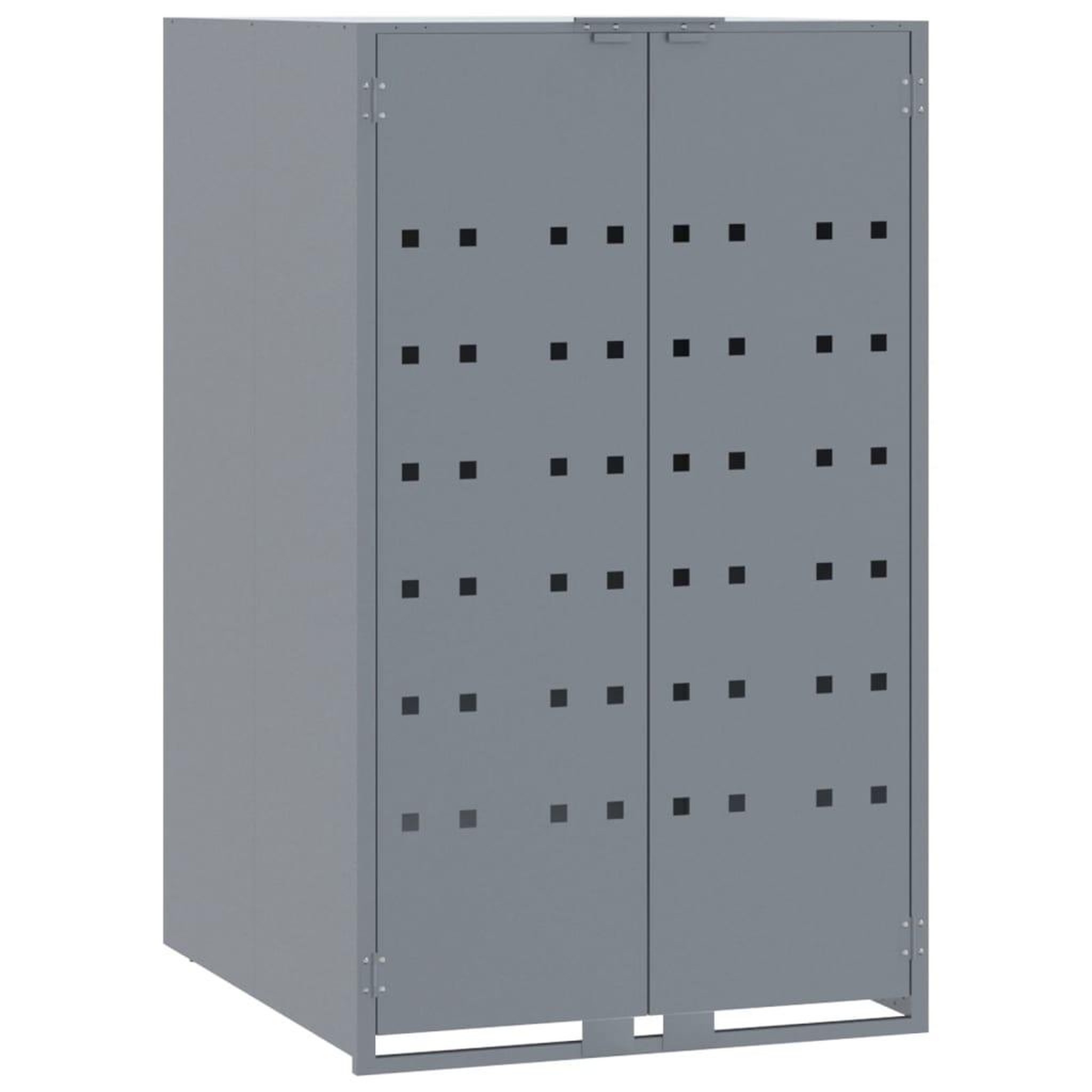 Voir la diapositive 4 : VIDAXL Rangement a roulettes pour poubelles pour 3 bacs gris acier