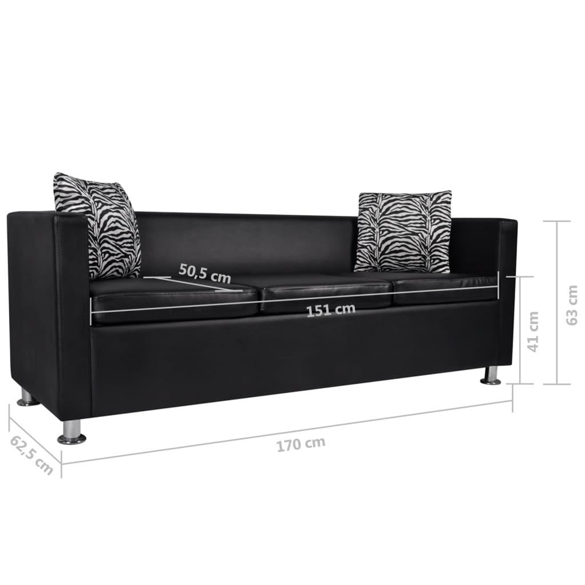 Voir la diapositive 6 : VIDAXL Canape a 3 places Similicuir Noir