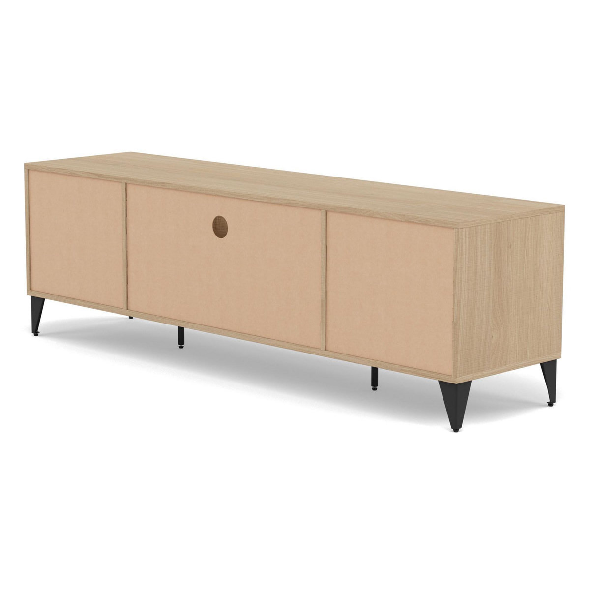 BEST MOBILIER Tribeca - meuble tv - effet bois et métal noir - 2 portes et 1 tiroir - 160 cm