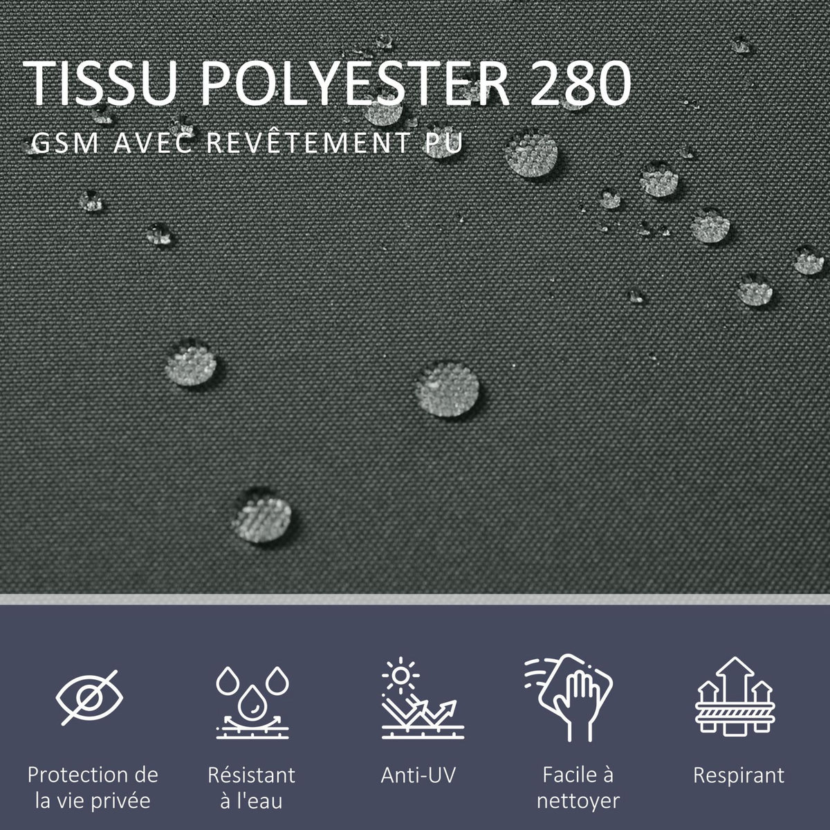 OUTSUNNY Double store latéral brise-vue paravent rétractable dim. 6L x 1,60H m polyester anti-UV haute densité gris