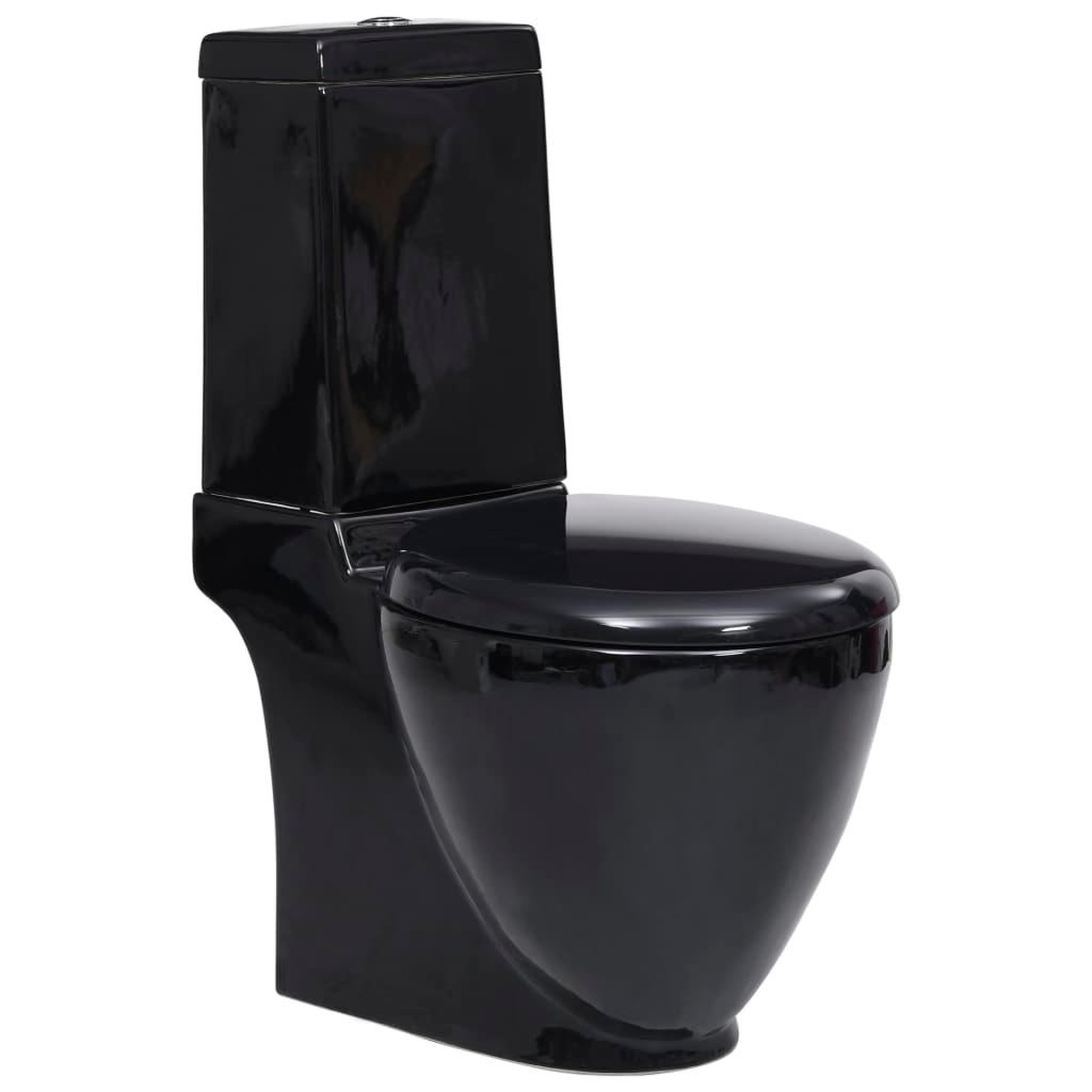 Voir la diapositive 1 : VIDAXL Toilette en ceramique Ronde Ecoulement d'eau au fond Noir