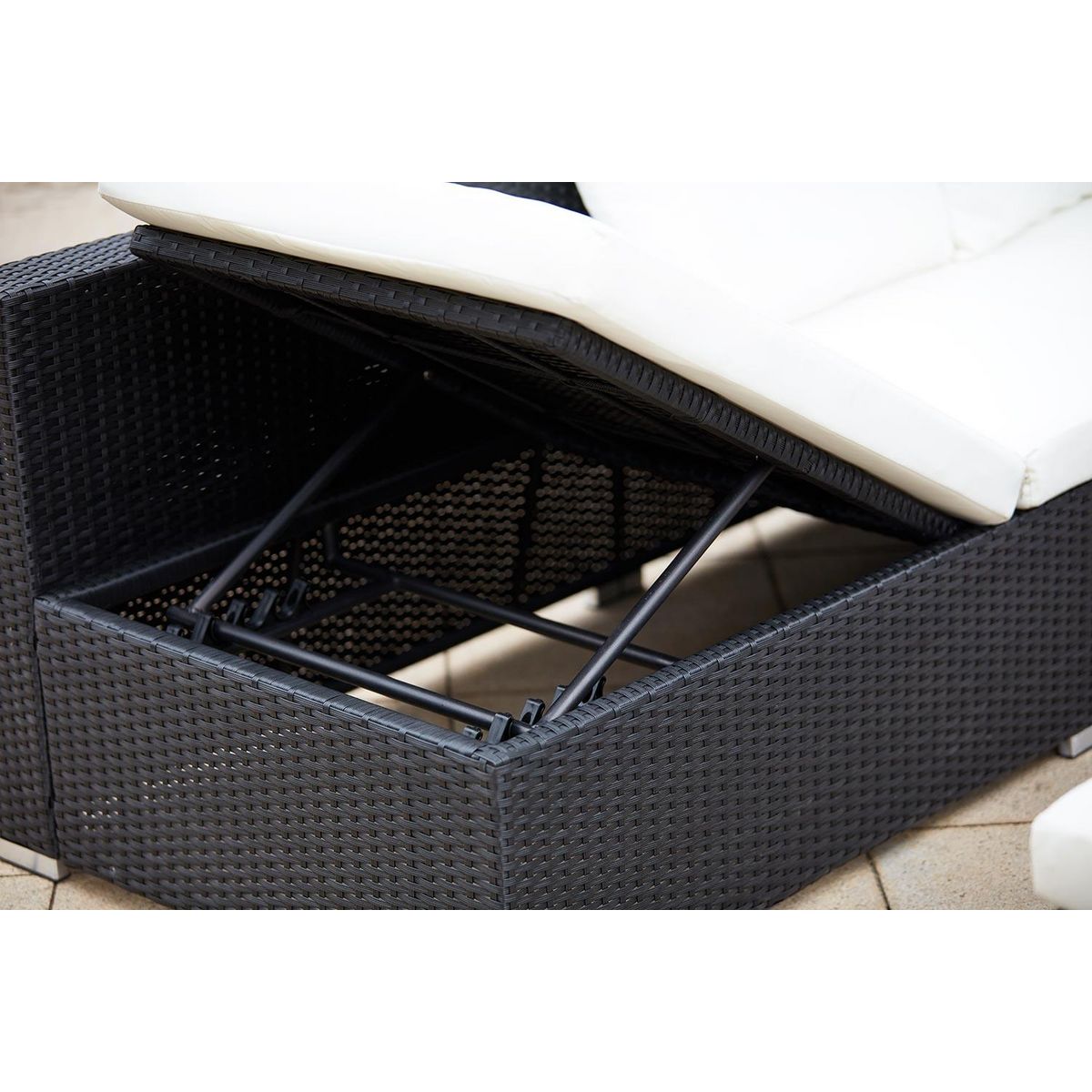 CONCEPT USINE Salon de jardin encastrable 10 places en résine noir-blanc FIDJI