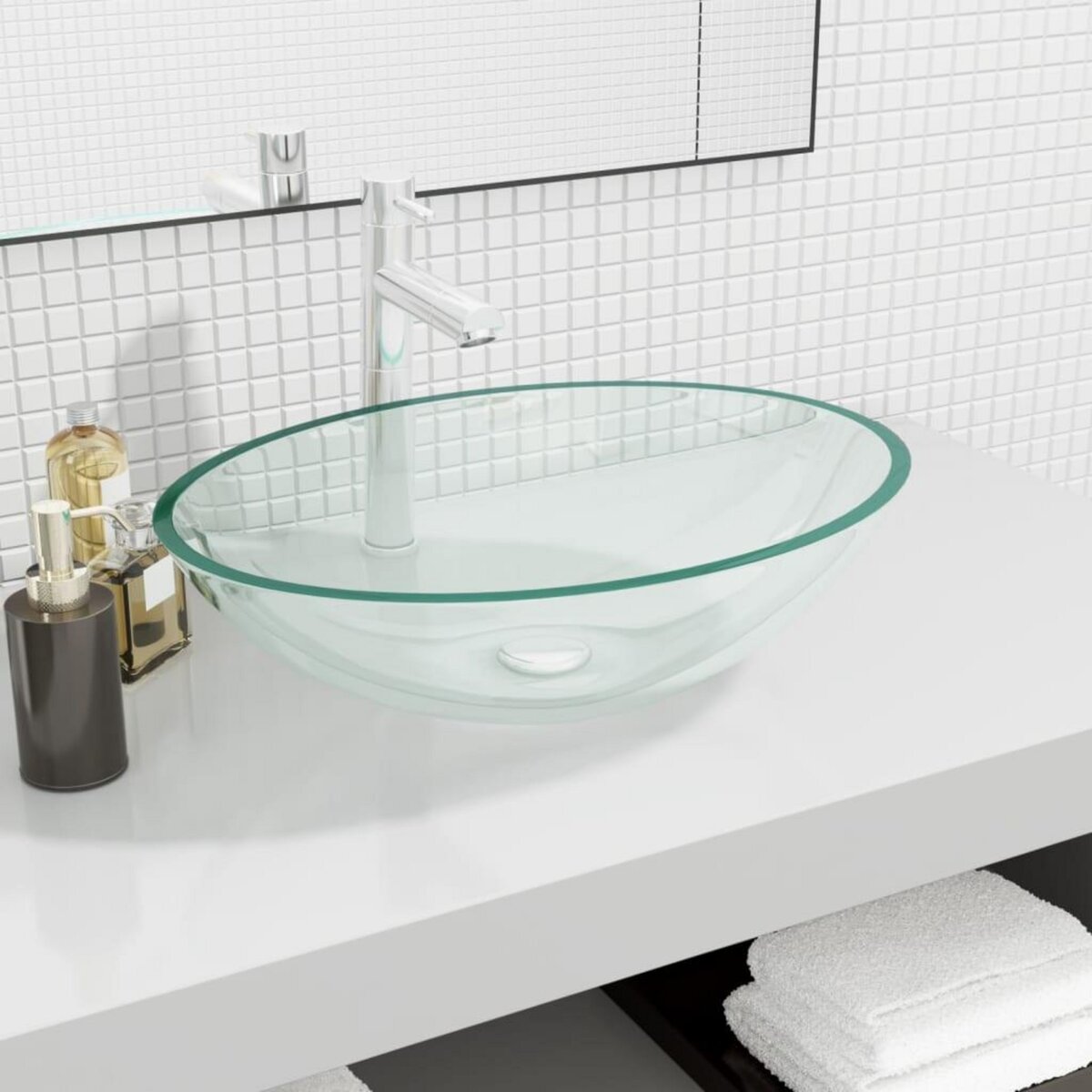 VIDAXL Lavabo Verre 50x37x14 cm Transparent