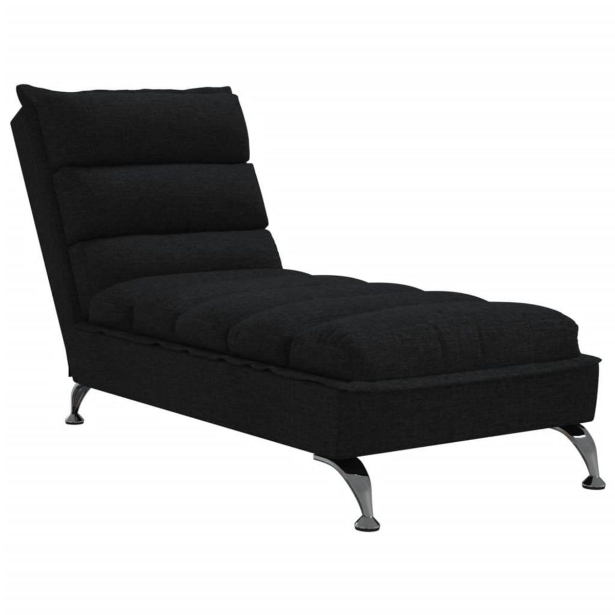 VIDAXL Chaise longue avec coussins noir tissu