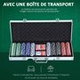Voir la diapositive 5 : HOMCOM Mallette professionnelle de Poker 500 jetons 2 jeux de cartes 5 dés bouton dealer 2 clés alu