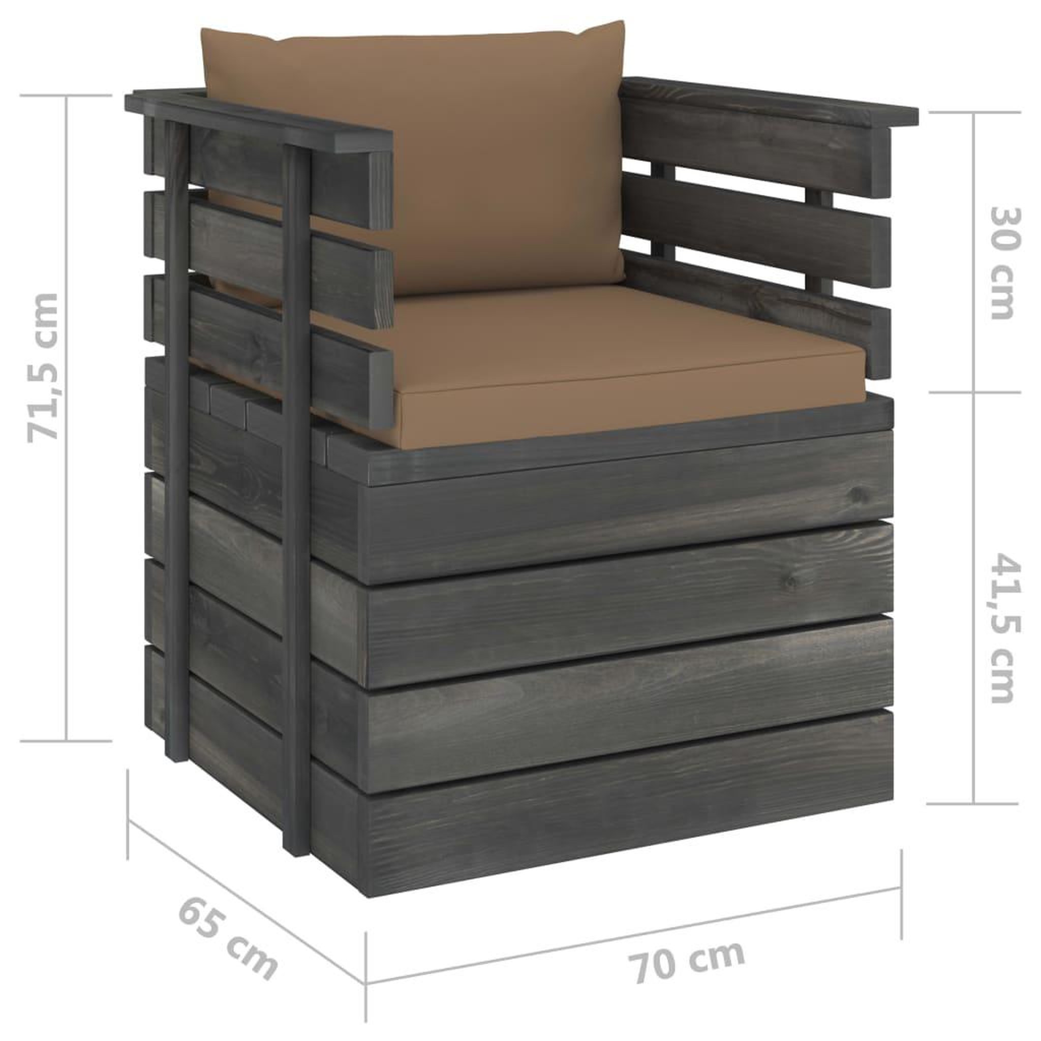 Voir la diapositive 6 : VIDAXL Fauteuil de jardin avec coussins Bois de pin