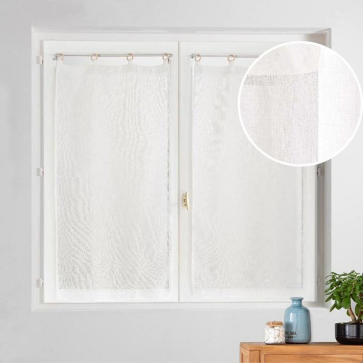 Paris Prix Paire de Voilages à Œillets  Minalisa  60x120cm Blanc