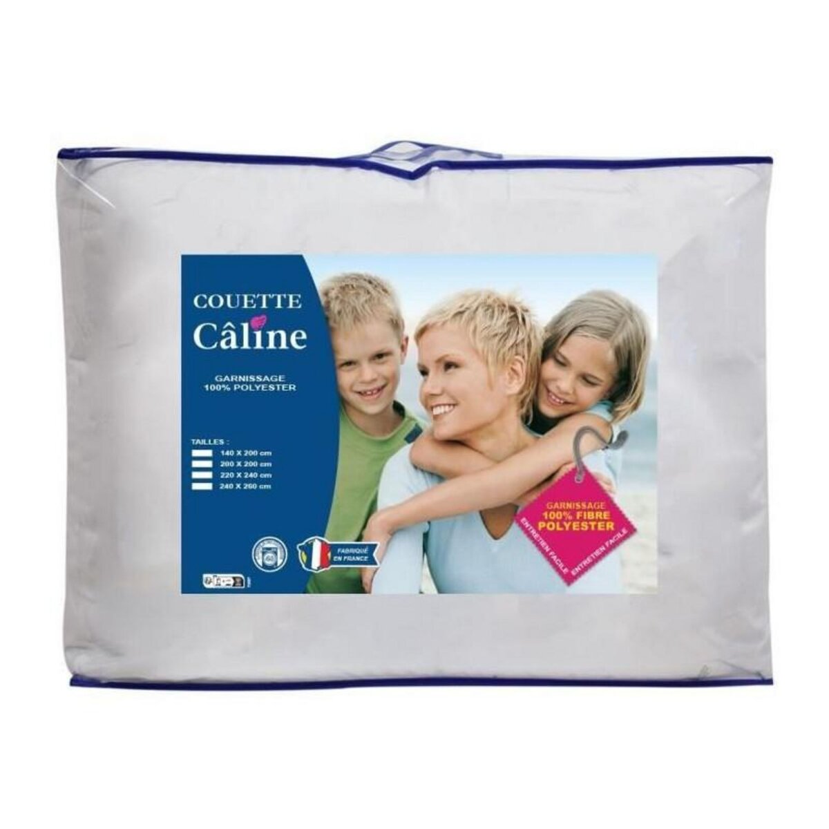GENERIQUE Couette spéciale câline - Tempérée - 240 x 220 cm - 250 g/m² - Blanc