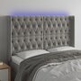 Voir la diapositive 1 : VIDAXL Tete de lit a LED Gris clair 147x16x118/128 cm Velours