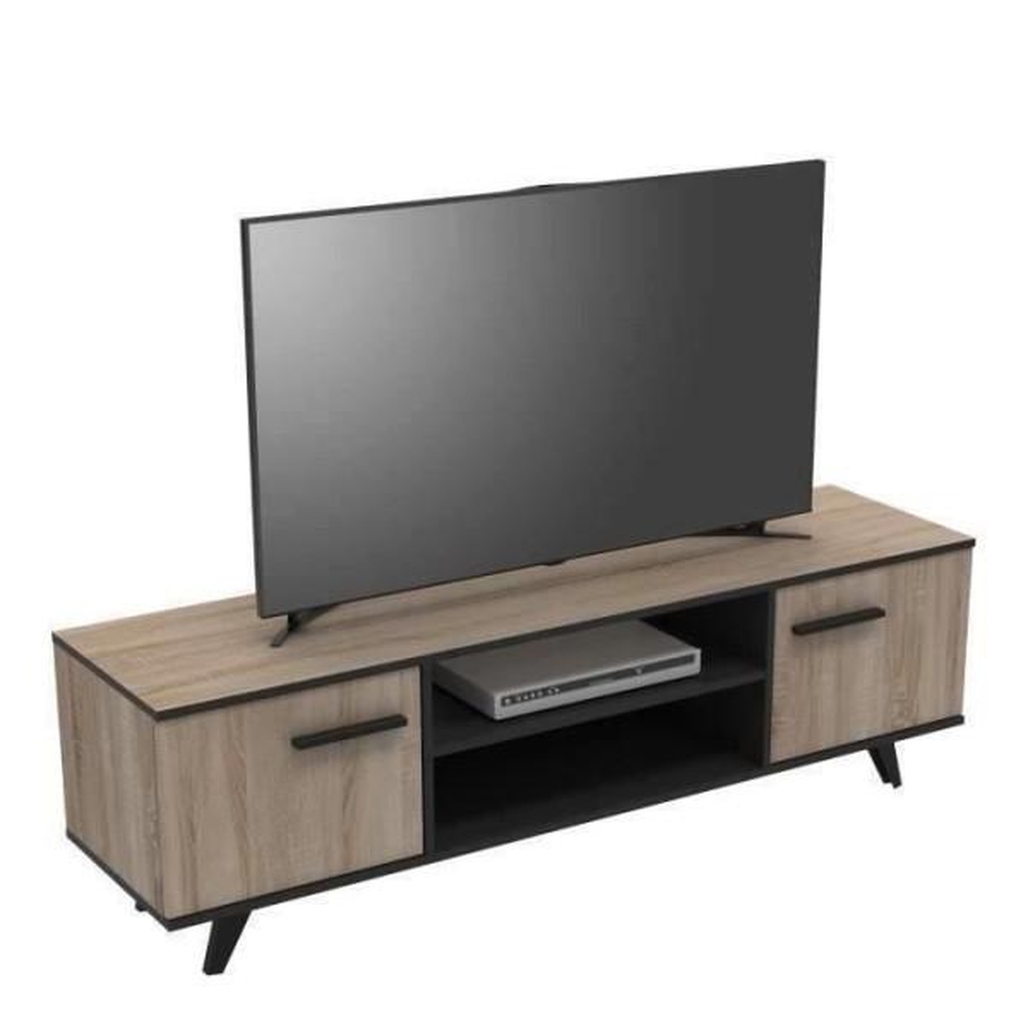 Voir la diapositive 4 : Demeyere Ensemble meuble tv table basse buffet wayne - mélaminé - style scandinave - chene brossé et noir