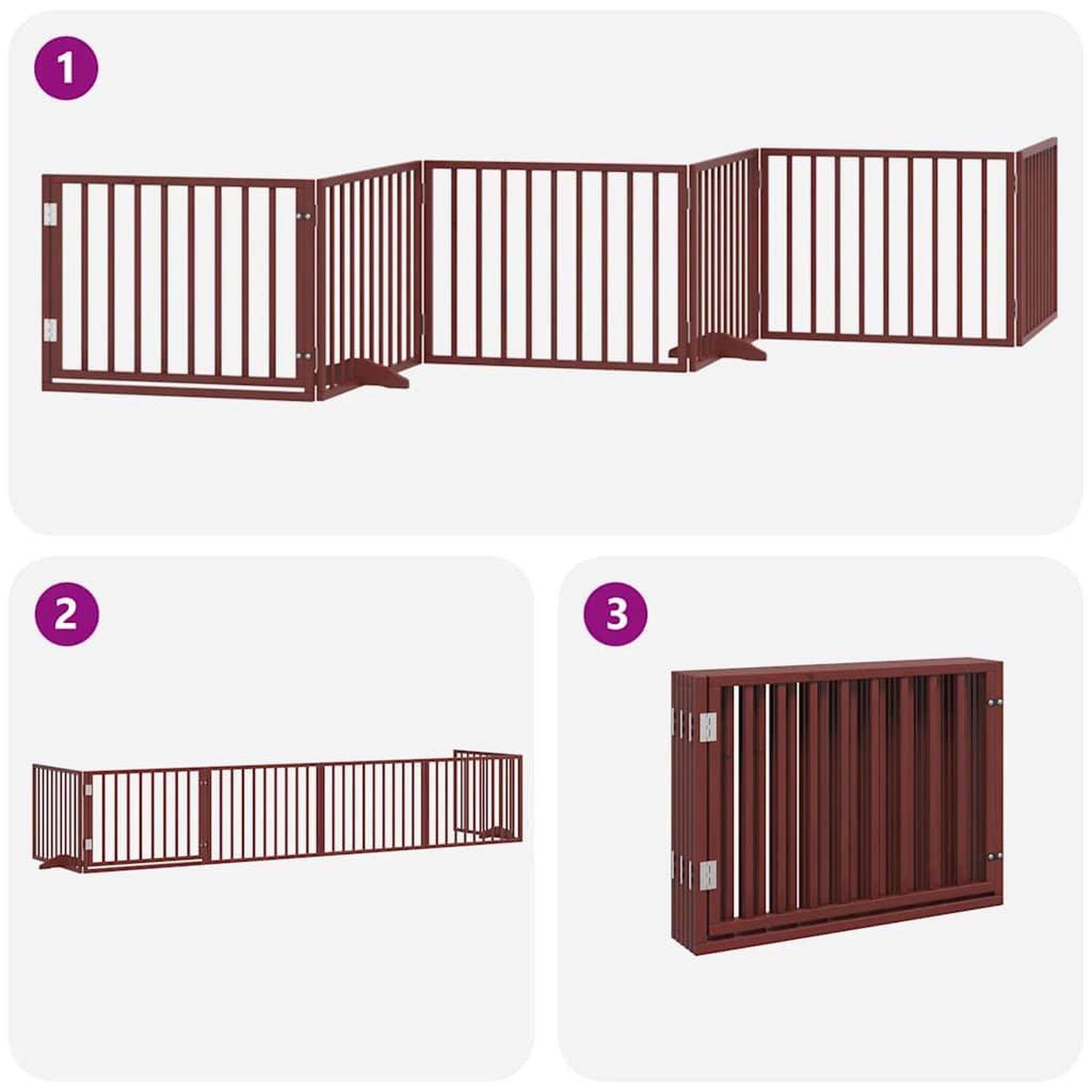 Voir la diapositive 5 : VIDAXL Barriere pour chien avec porte pliable 6 panneaux bois peuplier