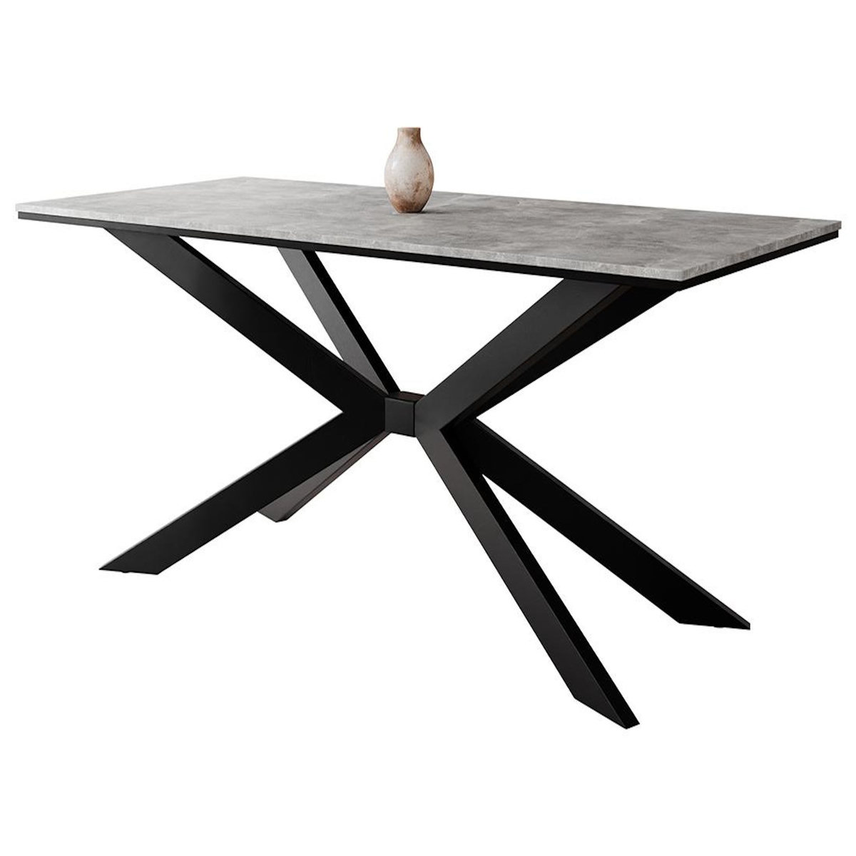 BEST MOBILIER Casey - table à manger - plateau effet béton - pieds en métal - 4 à 8 personnes