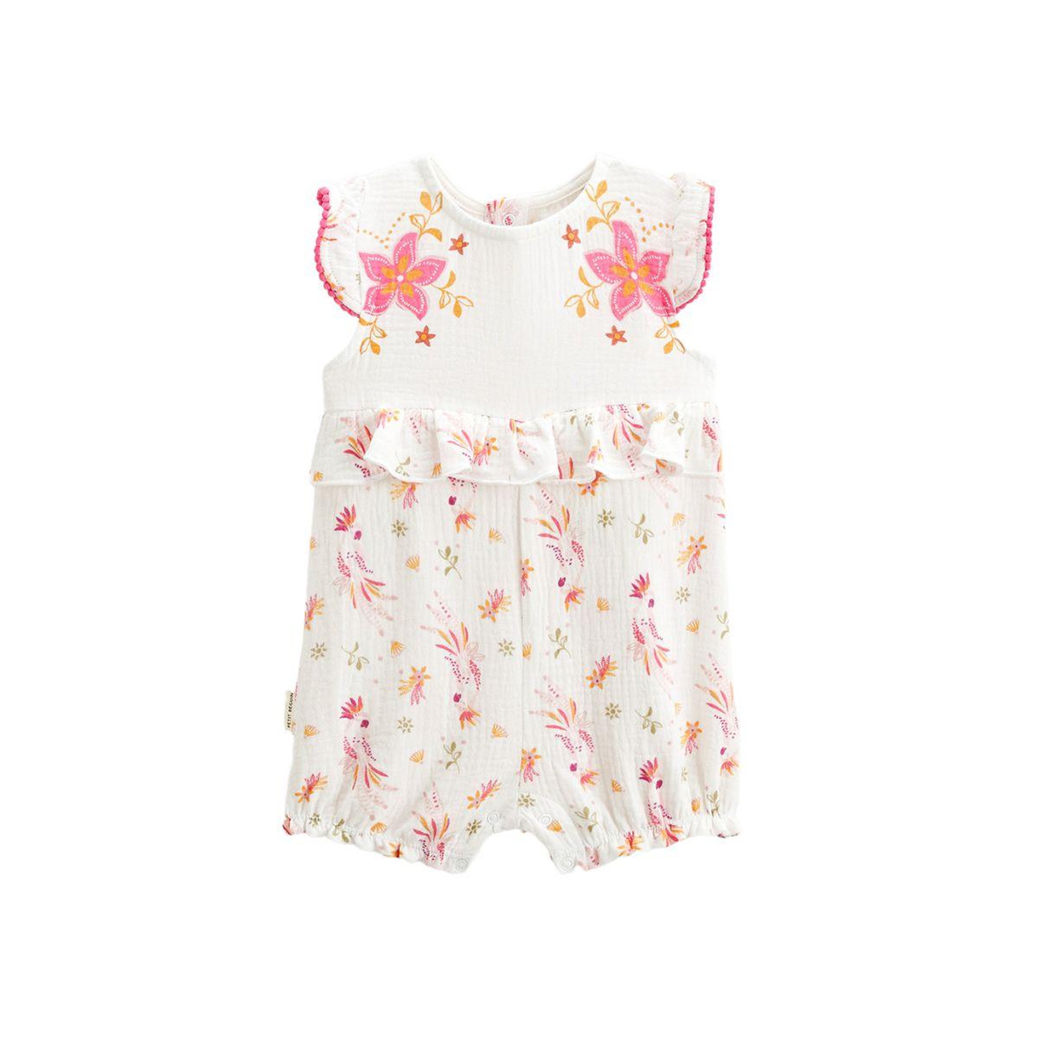 Voir la diapositive 1 : Petit Béguin Barboteuse bébé en gaze de coton Fiesta