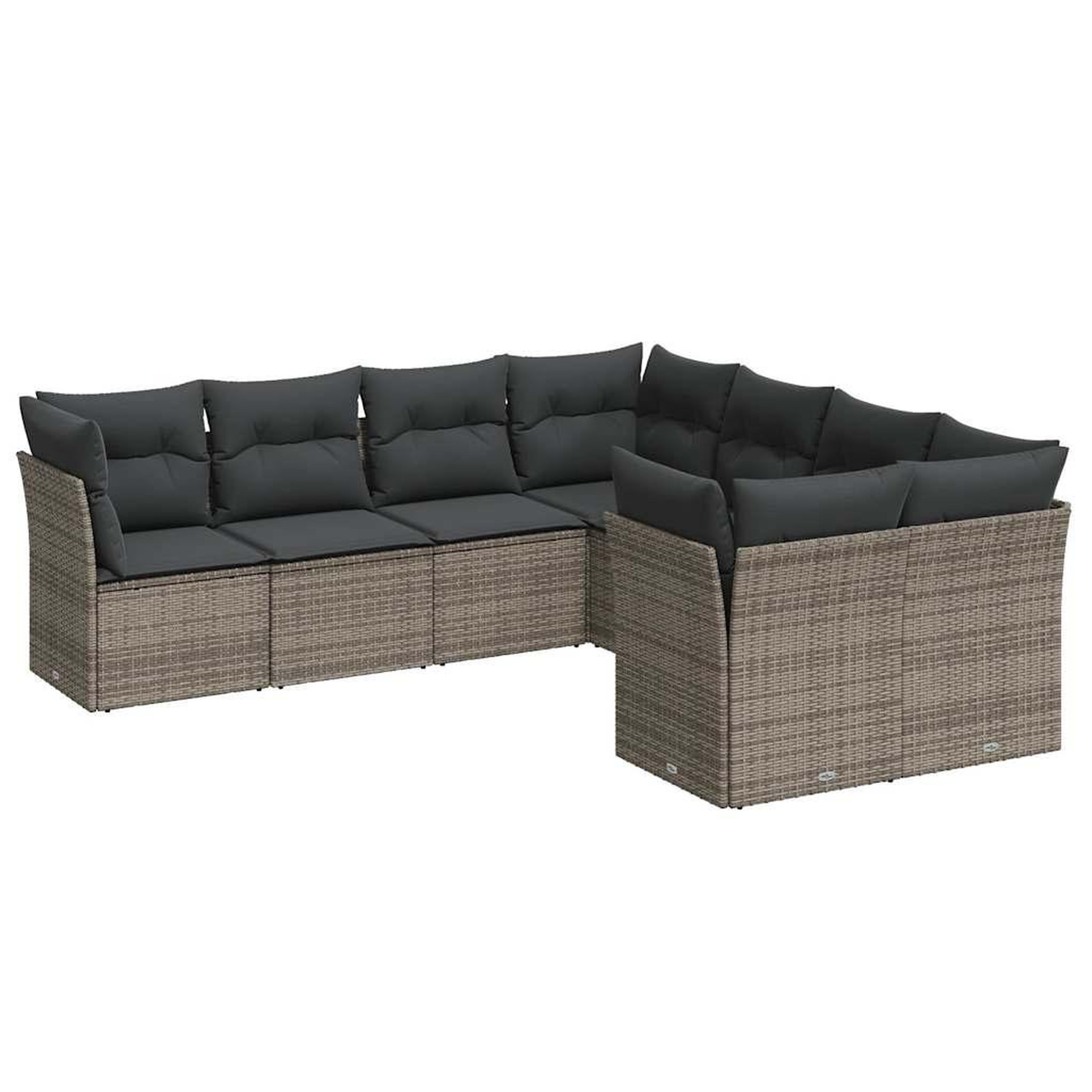 Voir la diapositive 2 : VIDAXL Salon de jardin 8 pcs avec coussins gris resine tressee