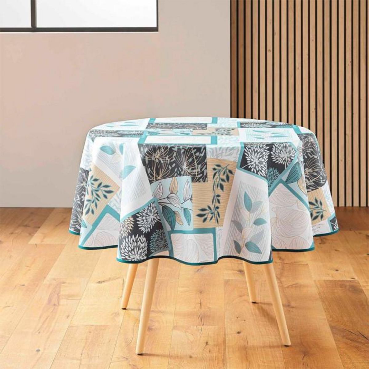 Paris Prix Nappe Ronde Antitache Imprimé  Faya  180cm Sauge