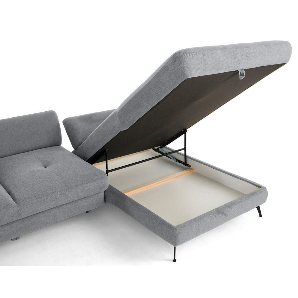 LISA DESIGN Ninon - canapé d'angle droit 4 places convertible avec coffre en tissu texturé