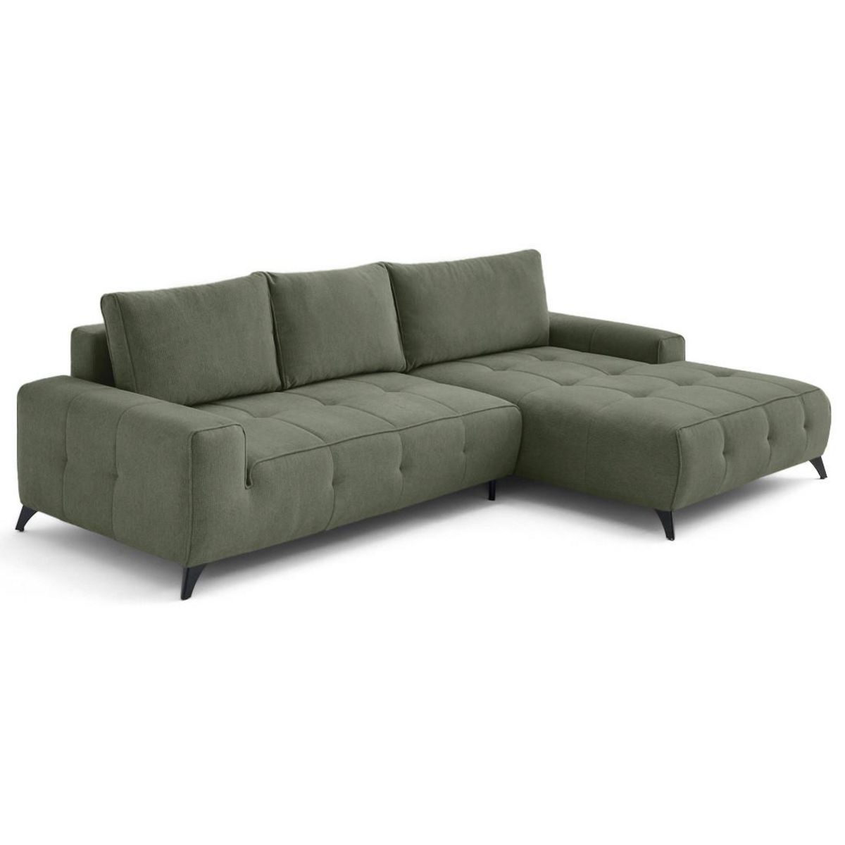 LISA DESIGN Rimini - canapé d'angle droit 4 places convertible avec coffre en tissu texturé