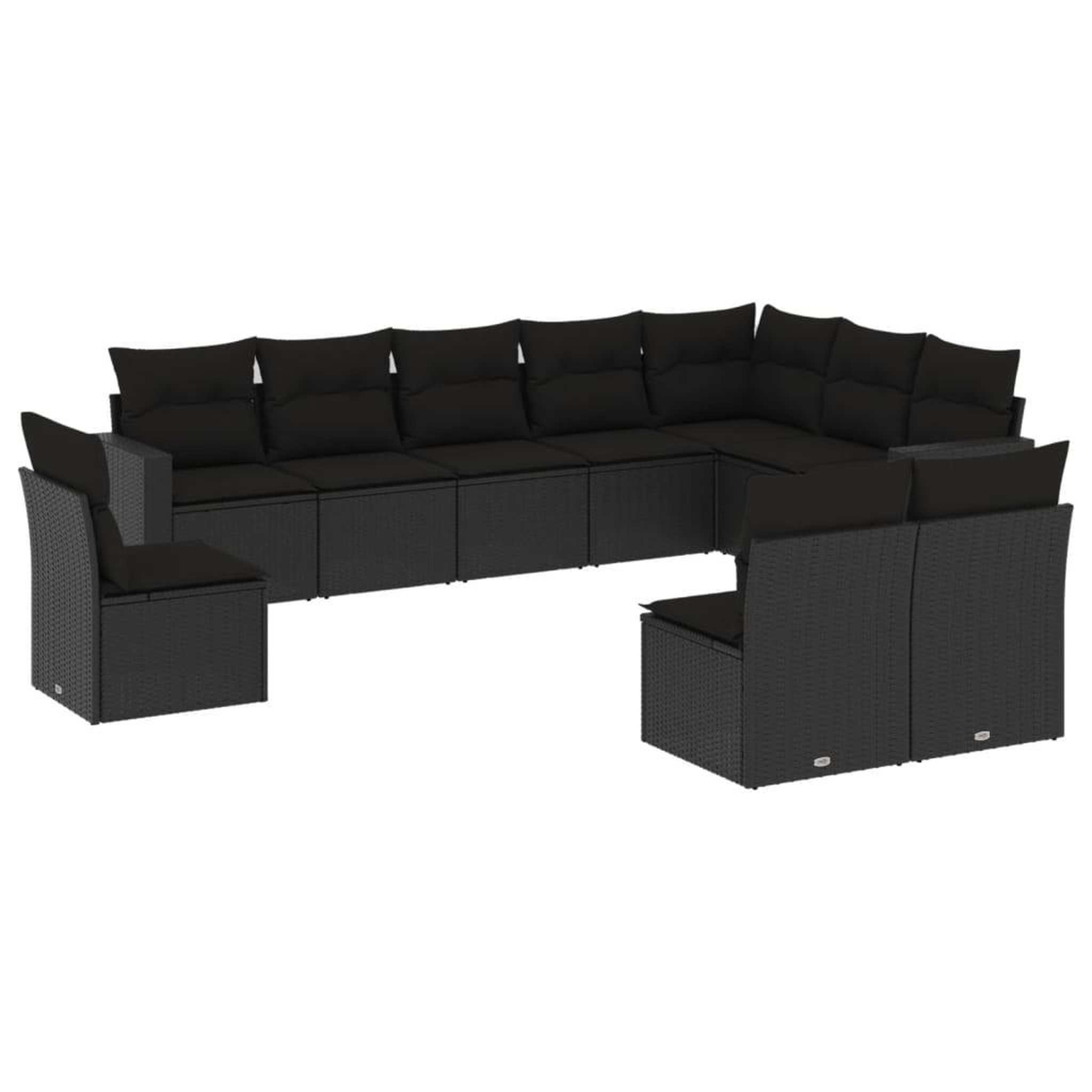 Voir la diapositive 2 : VIDAXL Salon de jardin 10 pcs avec coussins noir resine tressee