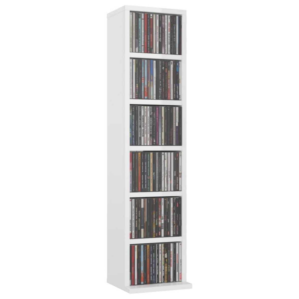 VIDAXL Armoire a CD Blanc brillant 21x20x88 cm Bois d'ingenierie