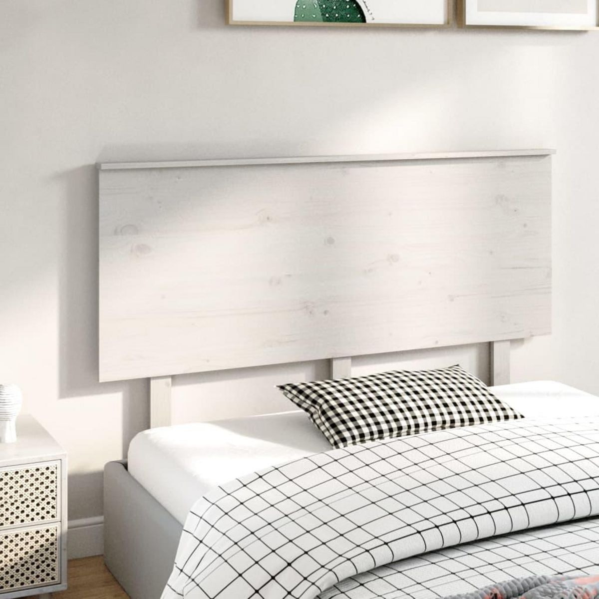 VIDAXL Tete de lit Blanc 144x6x82,5 cm Bois massif de pin