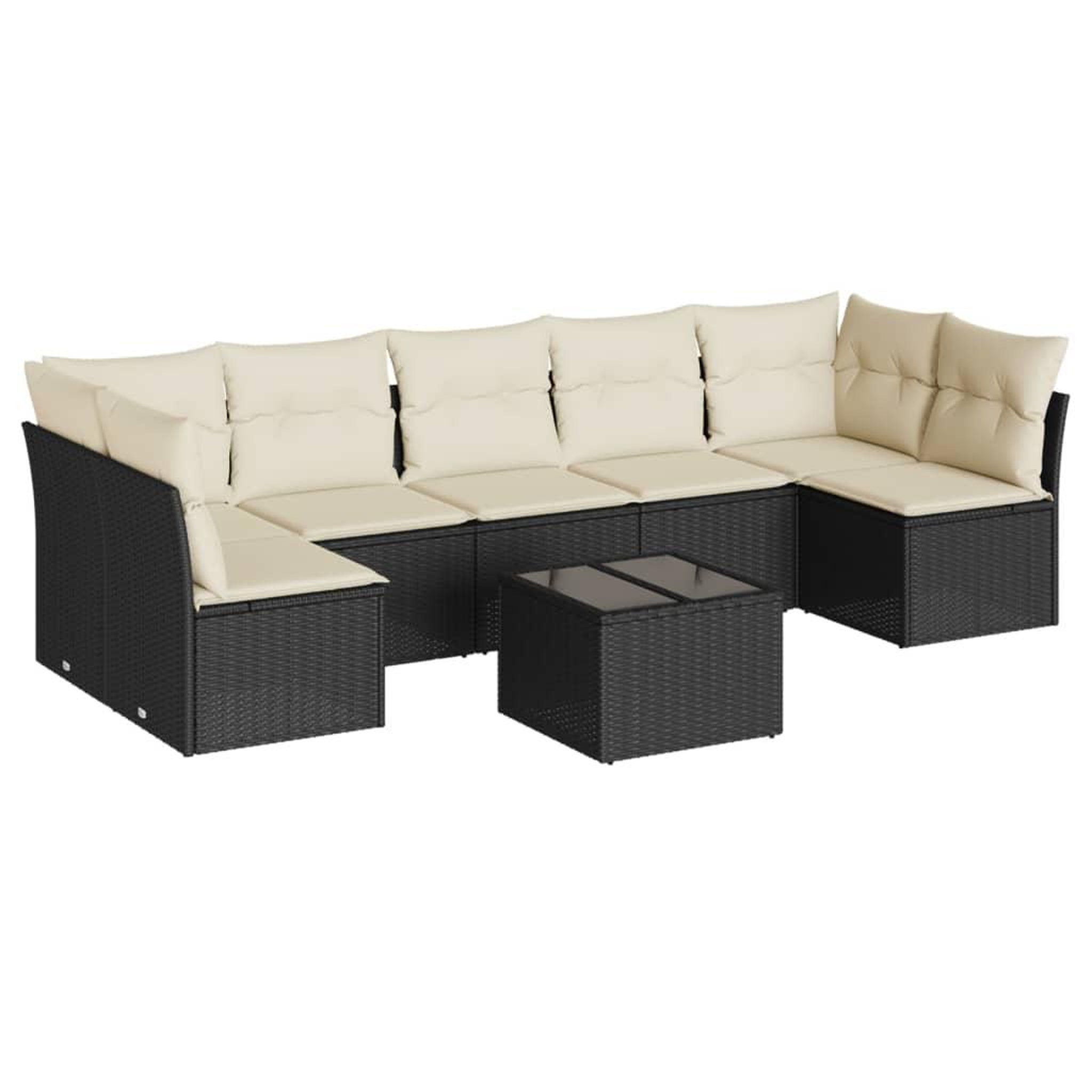 Voir la diapositive 2 : VIDAXL Salon de jardin 8 pcs avec coussins noir resine tressee