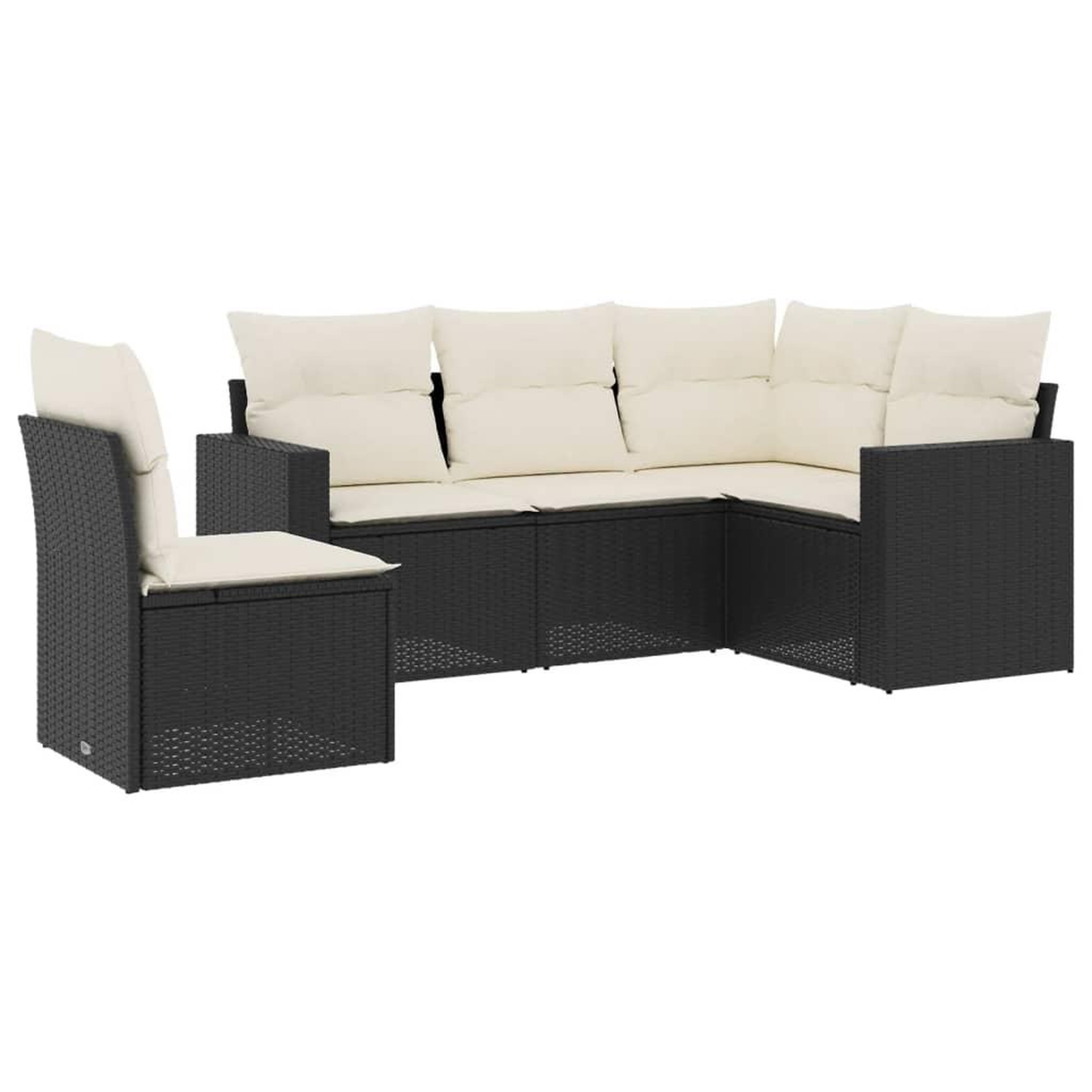 Voir la diapositive 2 : VIDAXL Salon de jardin 5 pcs avec coussins noir resine tressee
