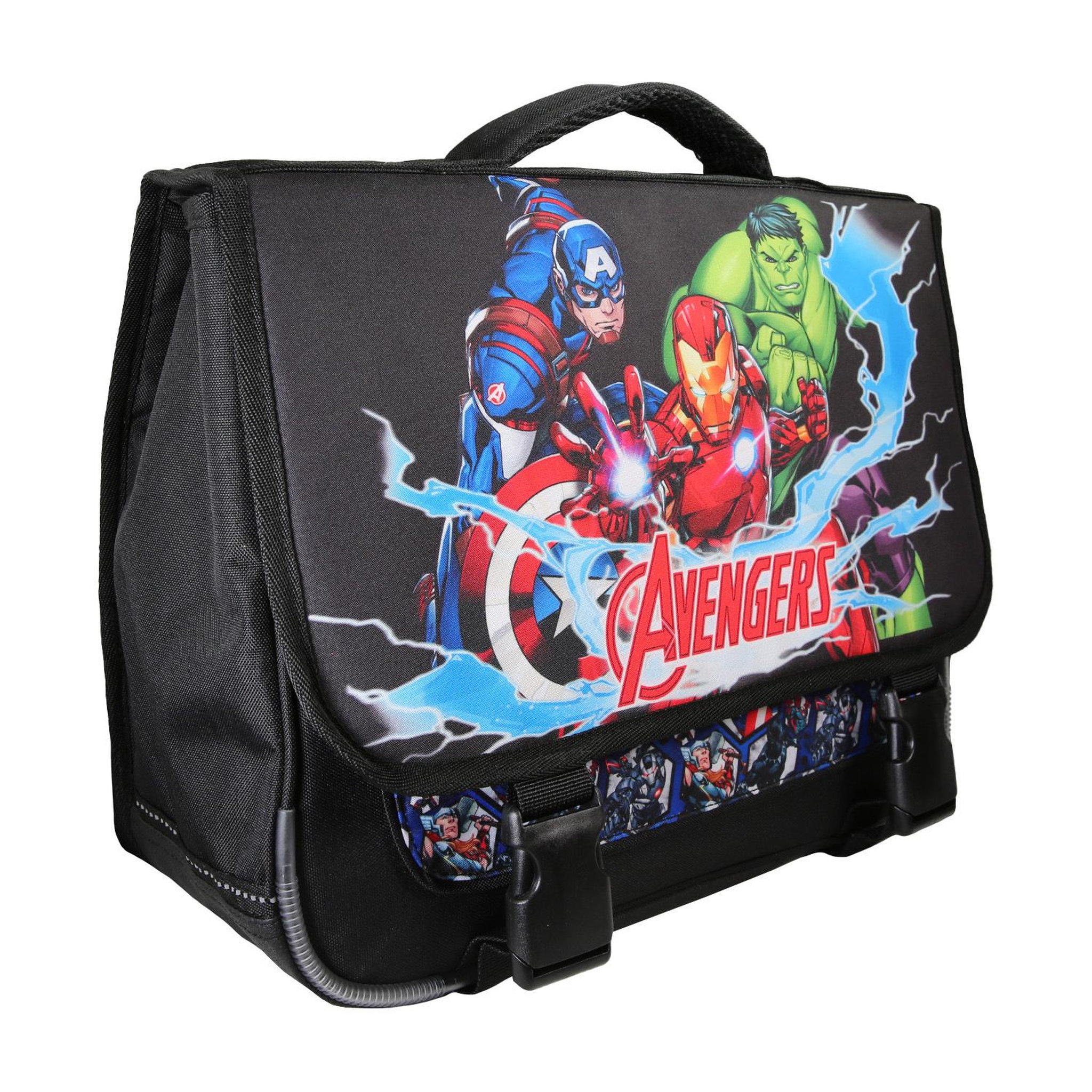Voir la diapositive 2 : Bagtrotter Avengers - Cartable Scolaire 38 cm - Garçon - Noir - 2 Compartiments