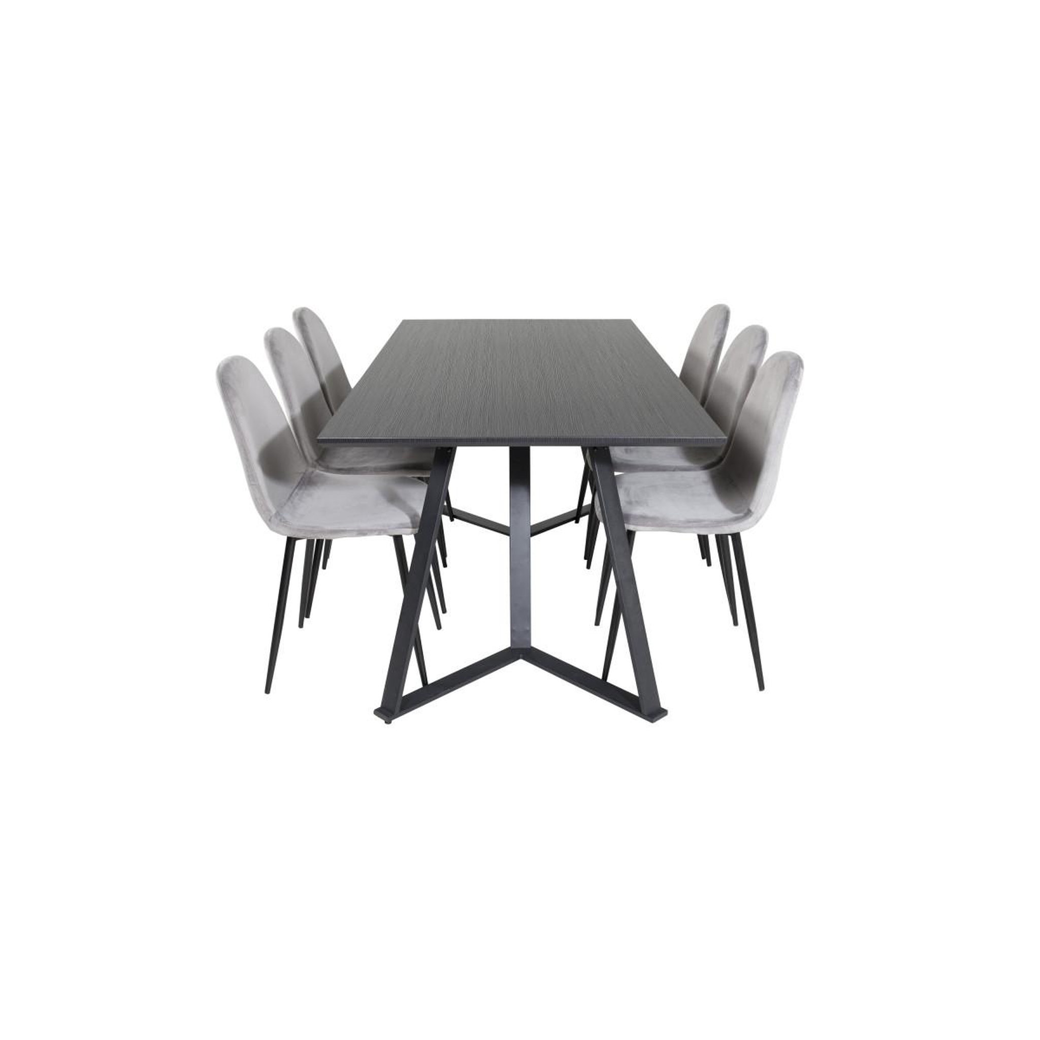 Voir la diapositive 2 : Paris Prix Ensemble table à manger & 6 chaises  marina & polar  180cm noir & gris