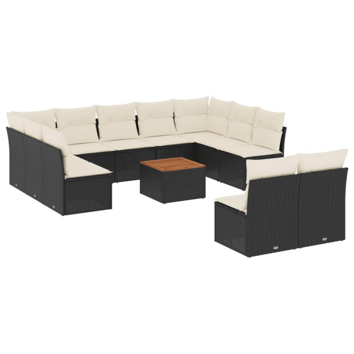 VIDAXL Salon de jardin 12 pcs avec coussins noir resine tressee
