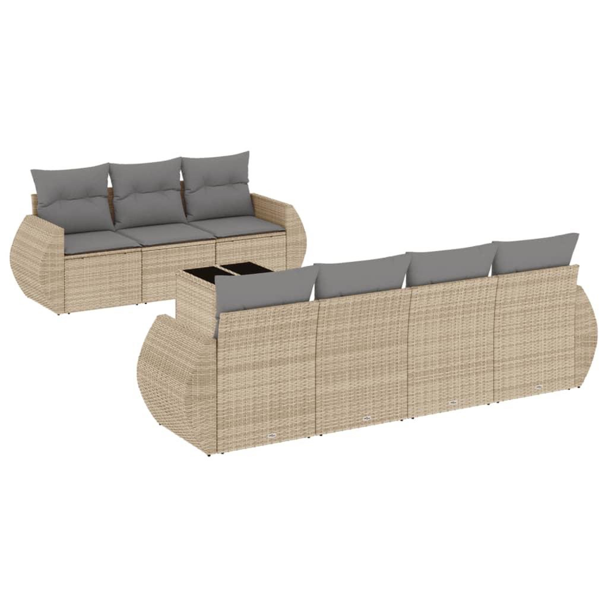 Voir la diapositive 2 : VIDAXL Salon de jardin avec coussins 8 pcs beige resine tressee