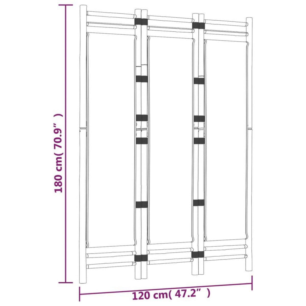 VIDAXL Cloison de separation pliante 3 panneaux 120 cm Bambou et toile