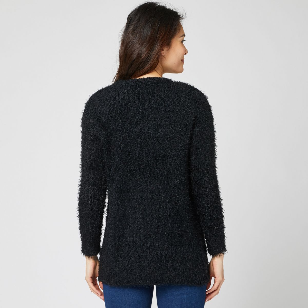 IN EXTENSO Gilet long popcorn noir femme