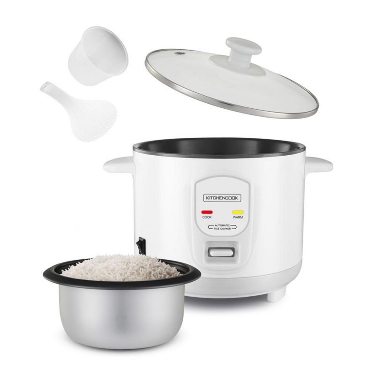 KITCHENCOOK Kitchencook - Cuiseur à Riz 1l - 400w - Cuve Métal - Maintien Au Chaud - Corps En Métal - Revêtement Antiadhésif