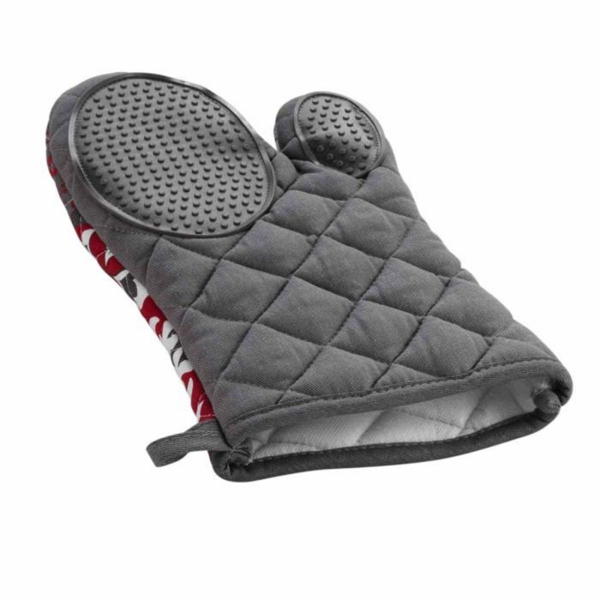 Paris Prix Gant de Cuisine  Credence  30cm Gris & Rouge