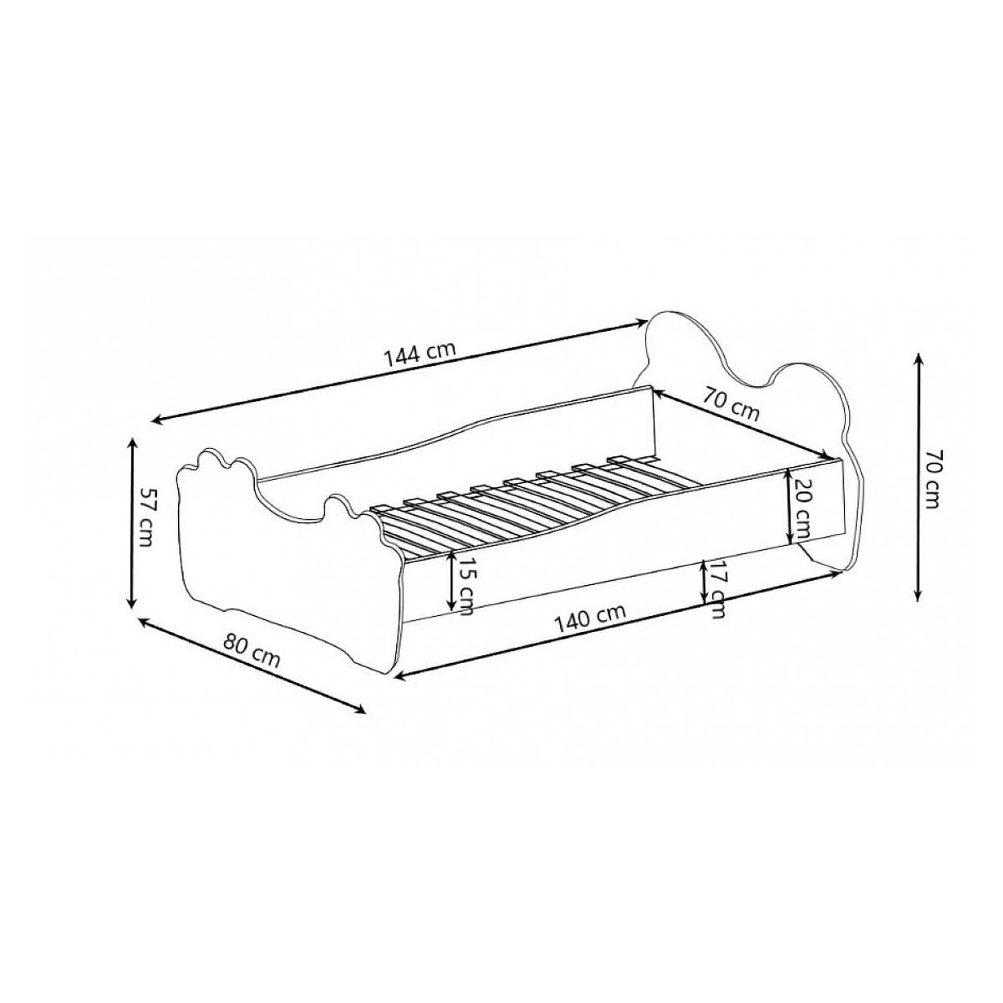 Voir la diapositive 3 : KOBI Lit simple enfant  PINK CAT 140 + tiroir de rangement avec matelas