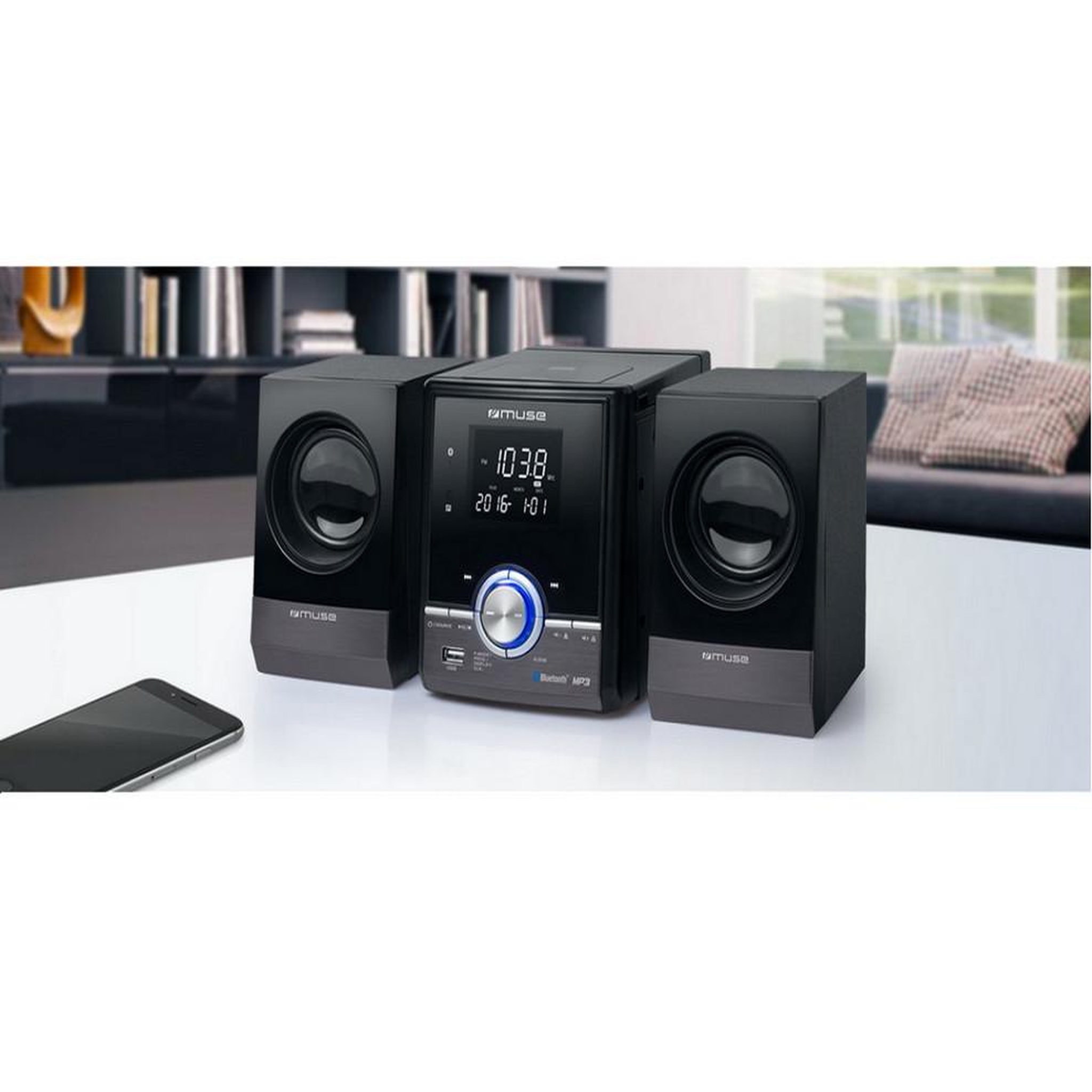 Voir la diapositive 2 : Muse Micro-chaîne 10w noir avec bluetooth - m38bt